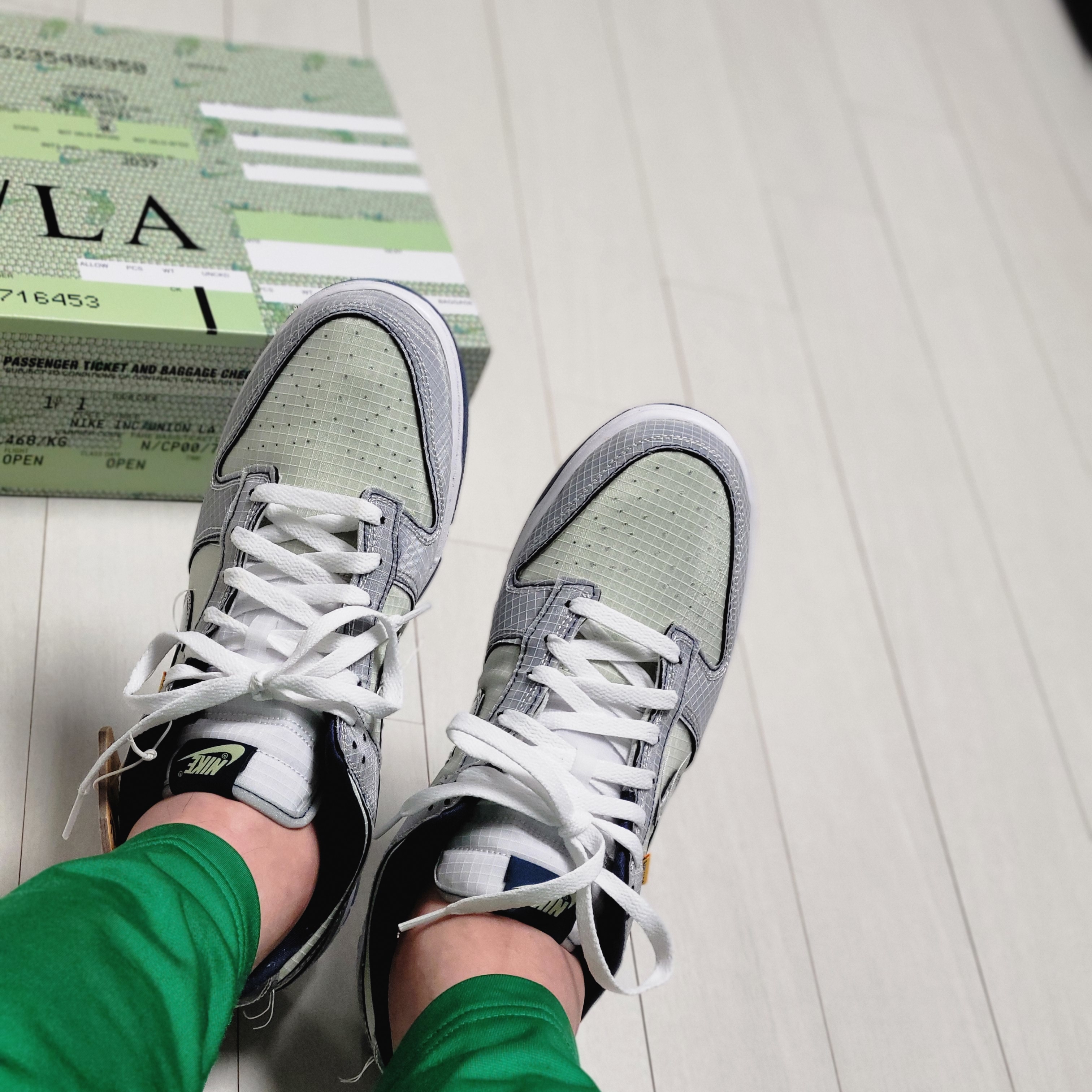 Nike x Union Dunk Low Passport Pack Pistachio 착용 스타일 - 5