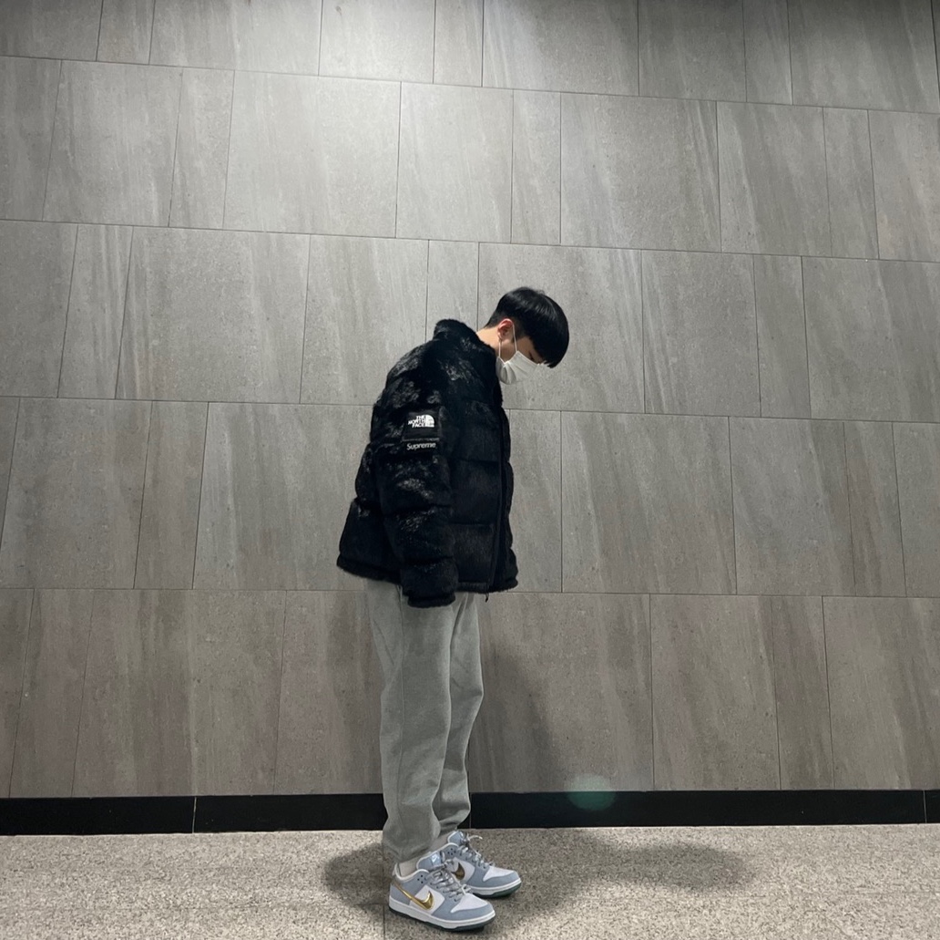 Supreme x The North Face Faux Fur Nuptse Jacket Black - 20FW, Nike x Sean Cliver SB Dunk Low Holiday Special 착용 스타일