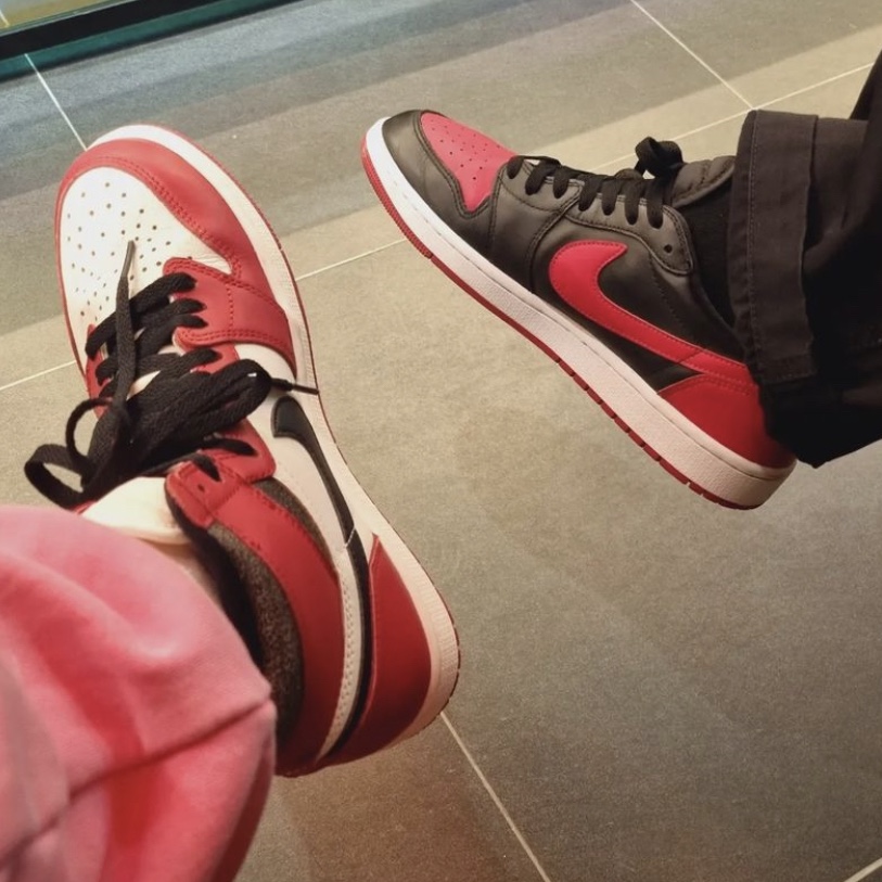 Jordan 1 Retro Low OG Bred 2015, Jordan 1 Retro High OG Bred 2013 착용 스타일 - 2