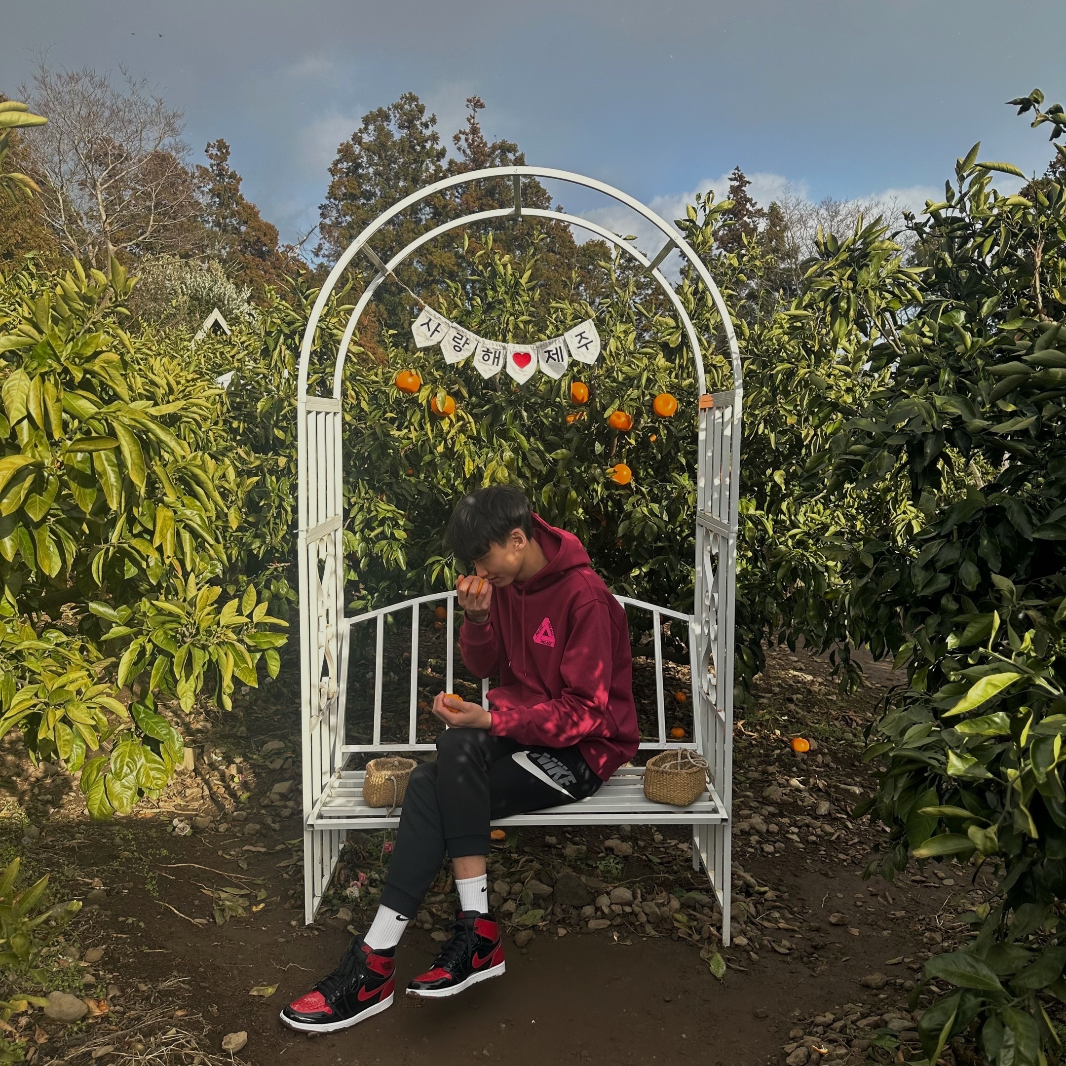 Palace Tri-Lenticular Hood Burgundy - 22FW 착용 스타일 - 3