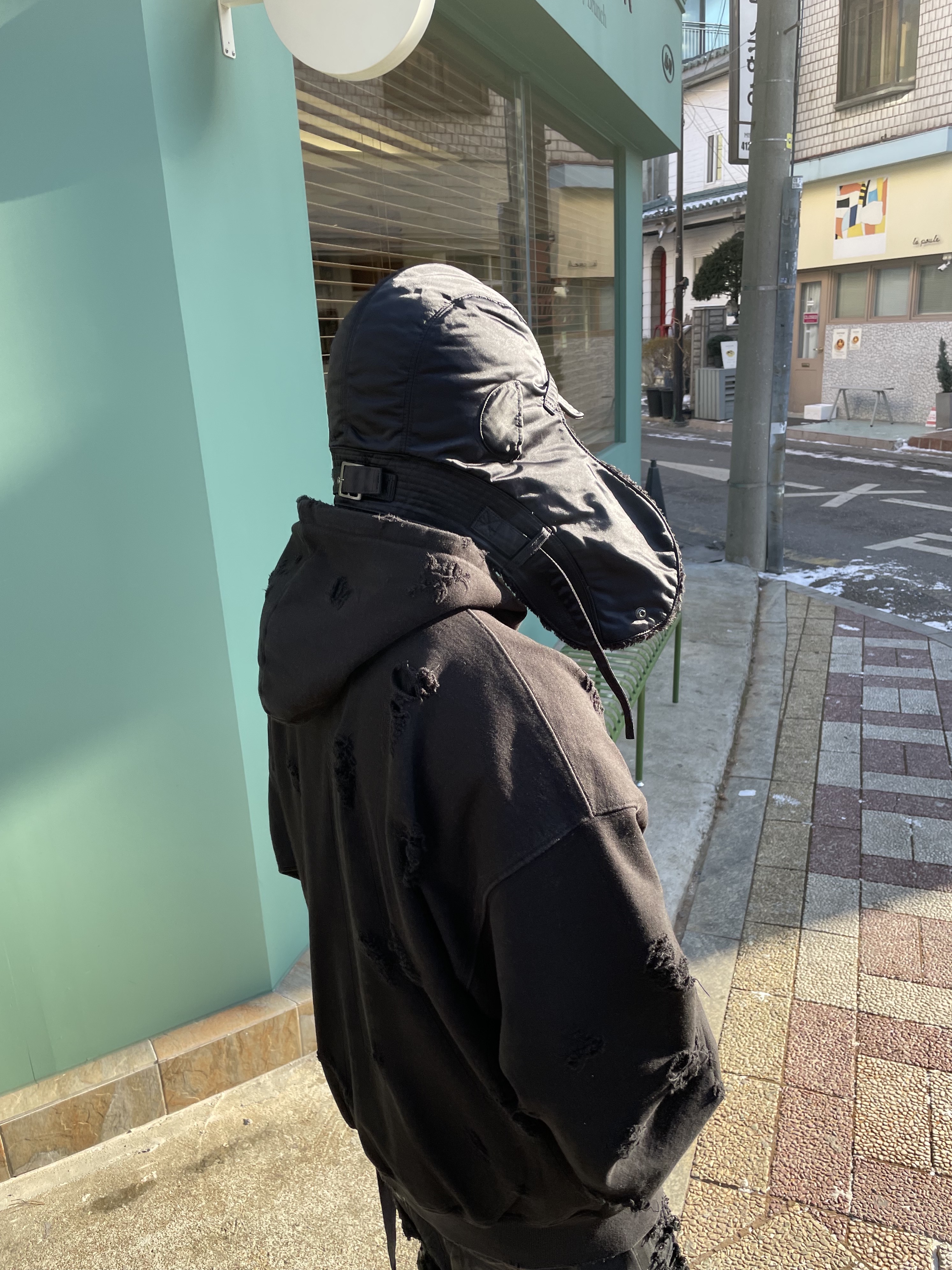 Undermycar Otter Oversized Damage-Washed Hood Zip-Up Sepia - 22FW 착용 스타일 - 3