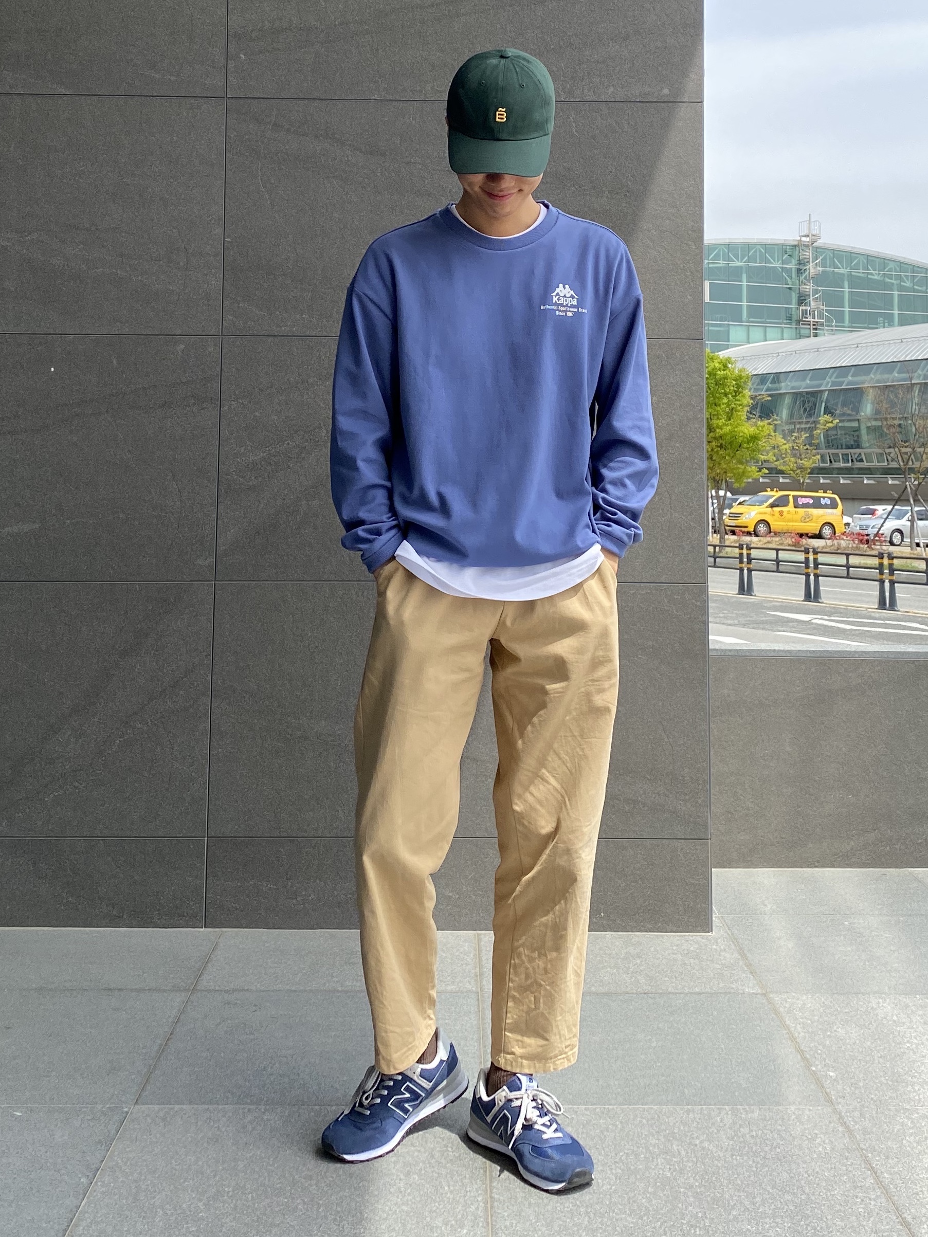 New Balance 574 Navy - D Standard 착용 스타일