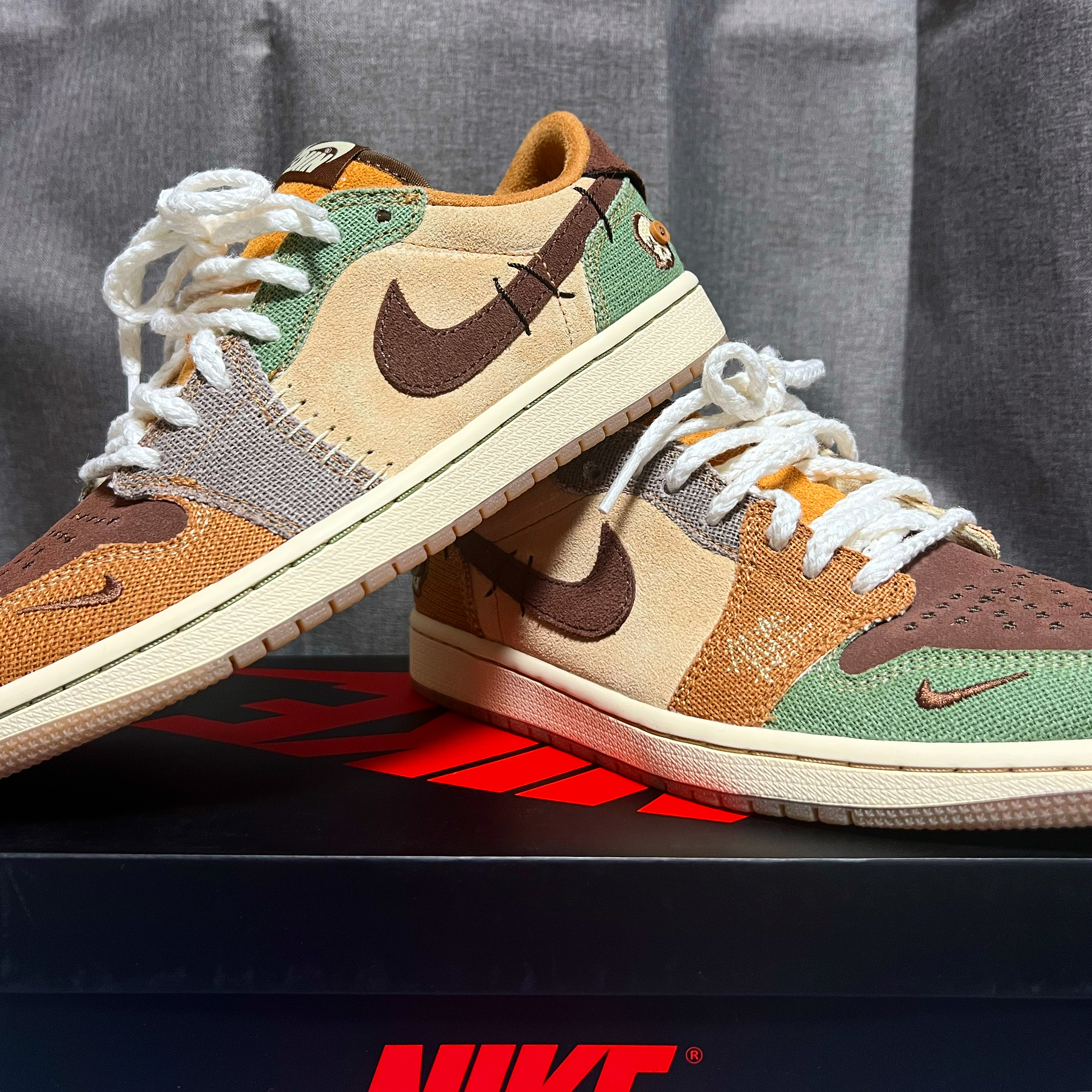 Jordan 1 x Zion Williamson Retro Low OG Flax and Oil Green 착용 스타일