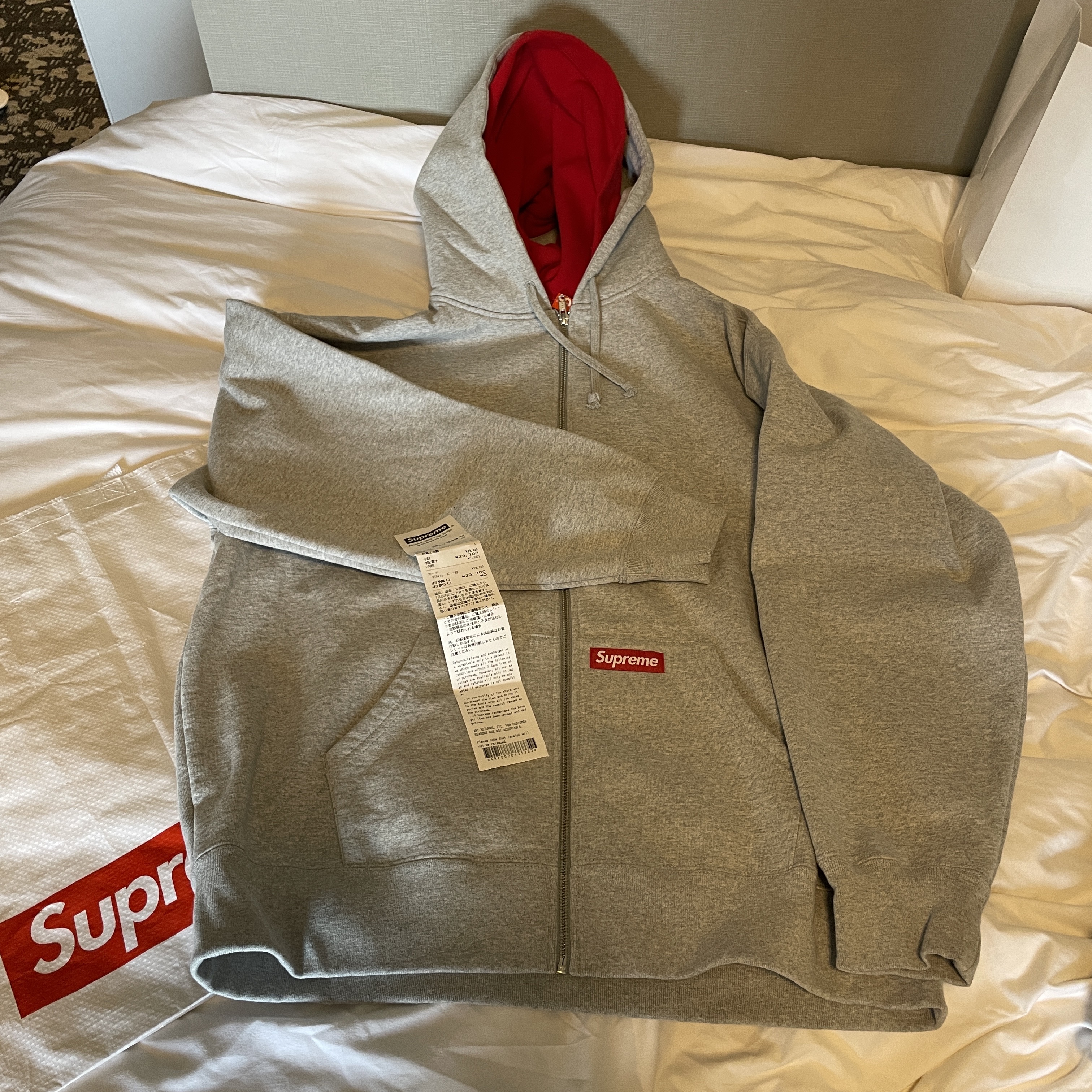 Supreme Double Hood Facemask Zip Up Hooded Sweatshirt Heather Grey - 22FW 착용 스타일
