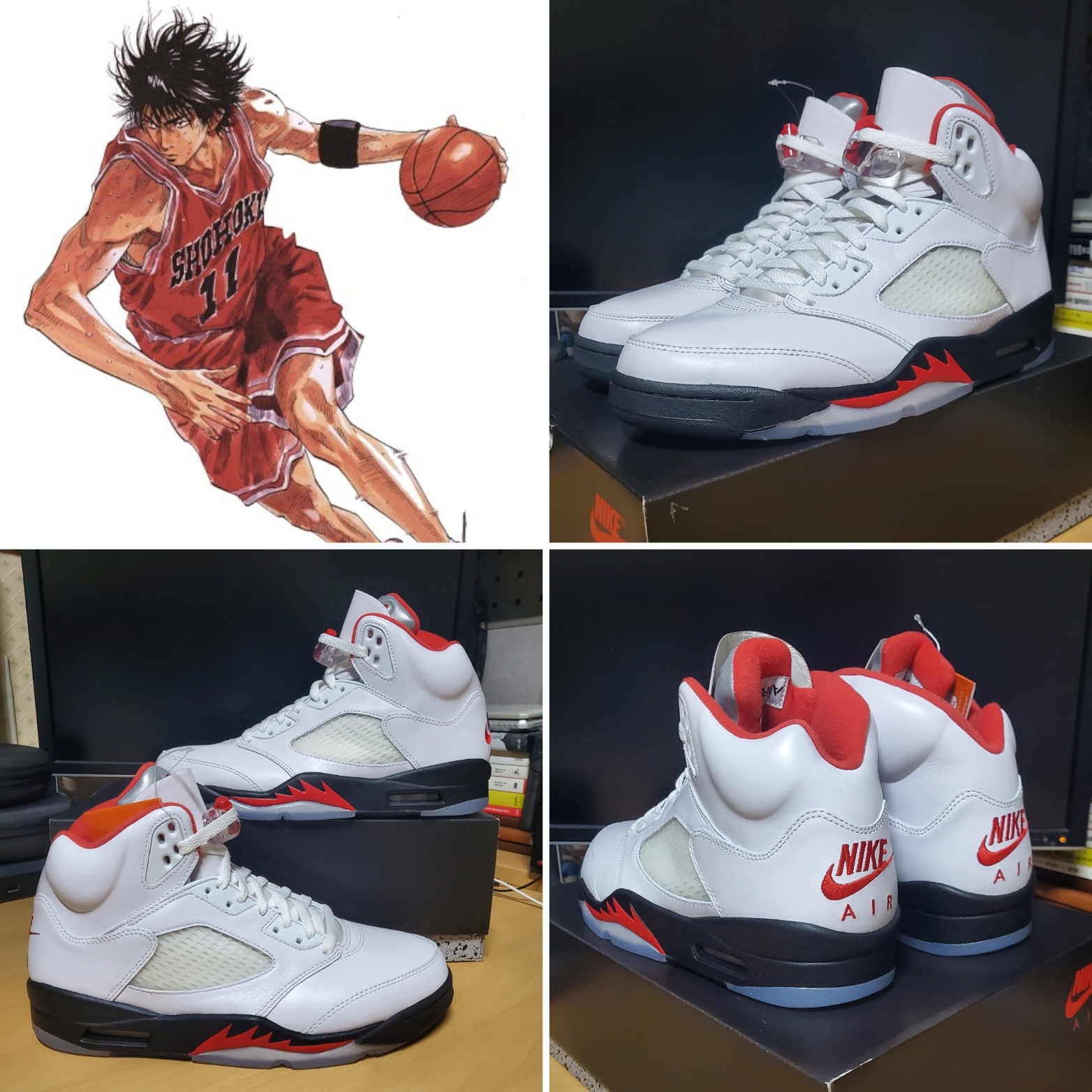 Jordan 5 Retro Fire Red Silver Tongue 2020 착용 스타일