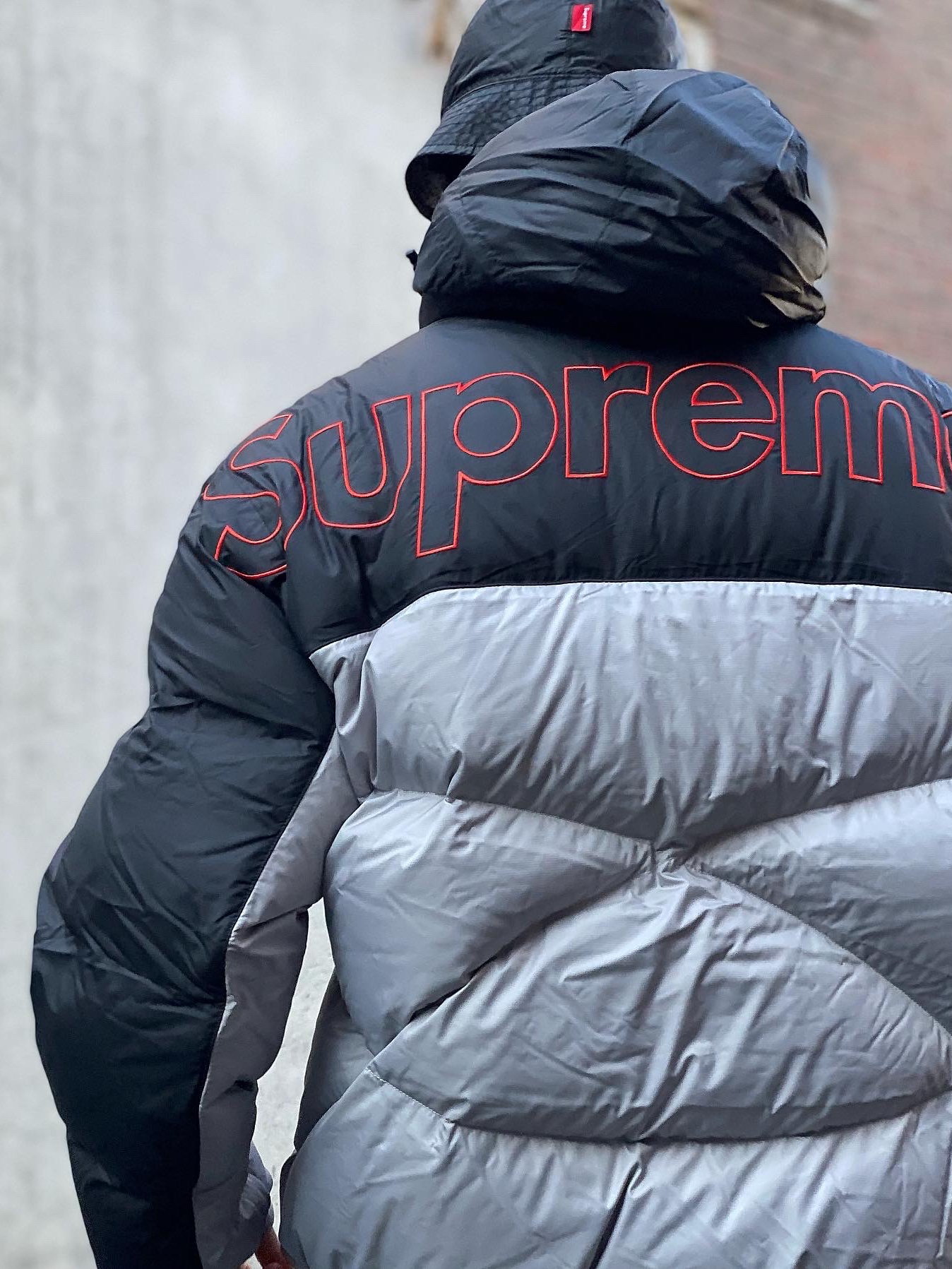 Supreme x The North Face 800-Fill Half Zip Hooded Pullover Grey - 22FW, Supreme x The North Face Snakeskin Packable Reversible Crusher Black - 18SS 착용 스타일 - 3