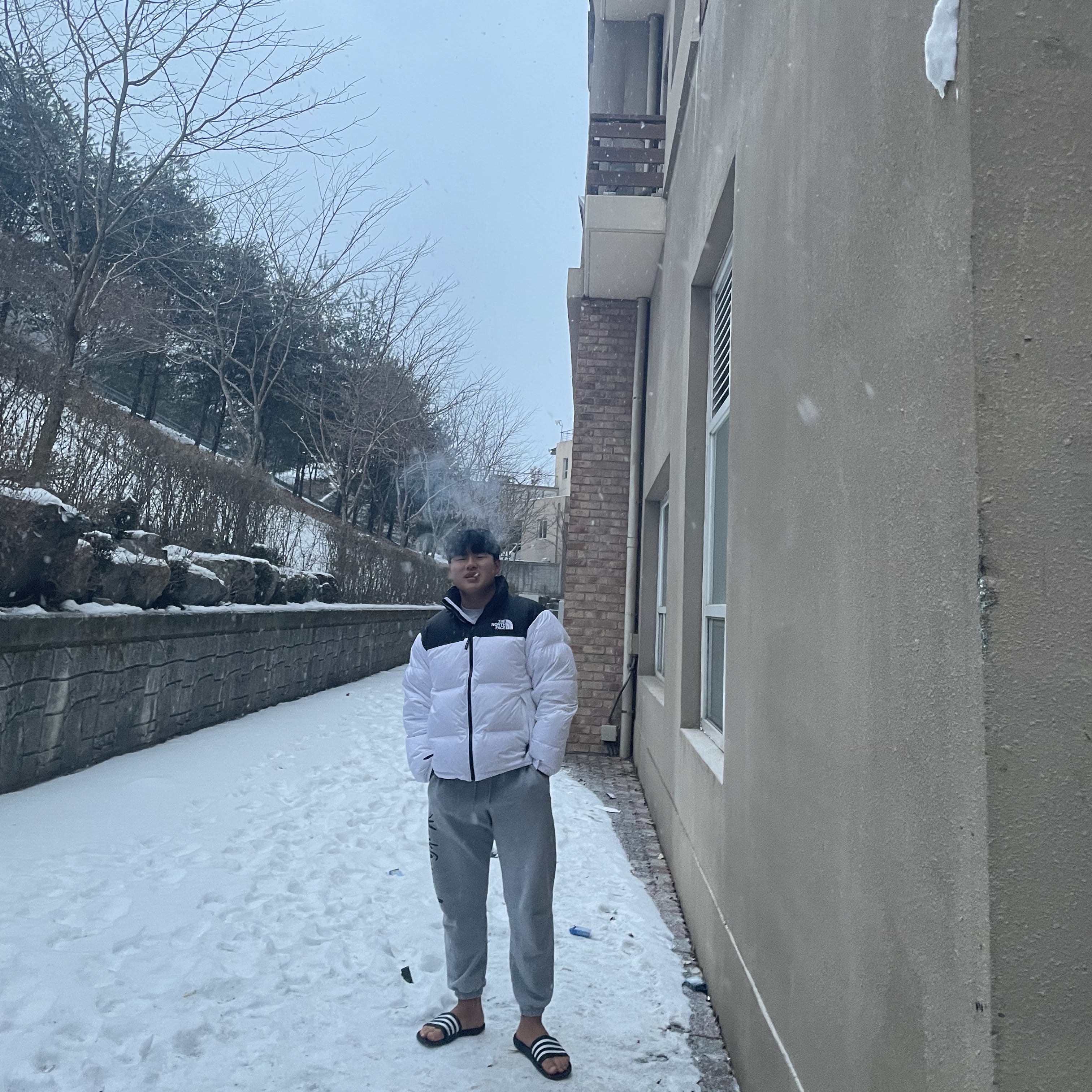 The North Face 1996 Eco Nuptse Jacket White 착용 스타일 - 2
