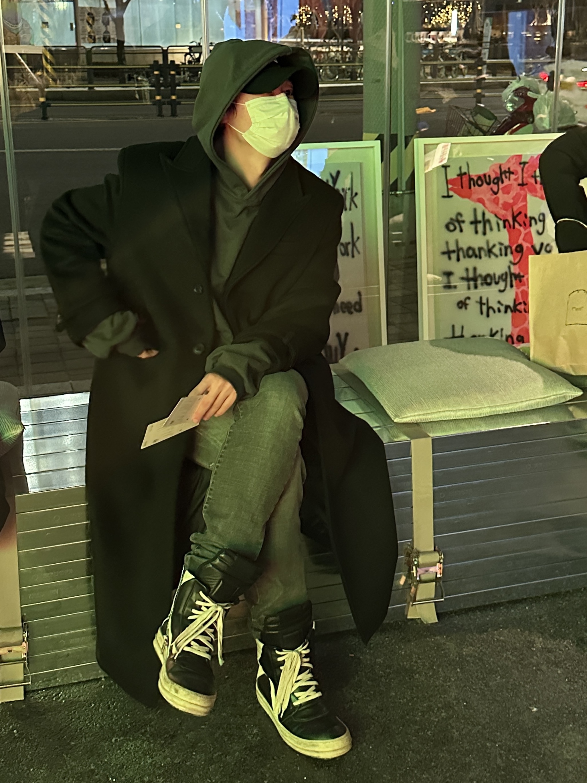 Rick Owens Geobasket Full Grain Calf Leather Strobe Sneakers Black Milk White 착용 스타일
