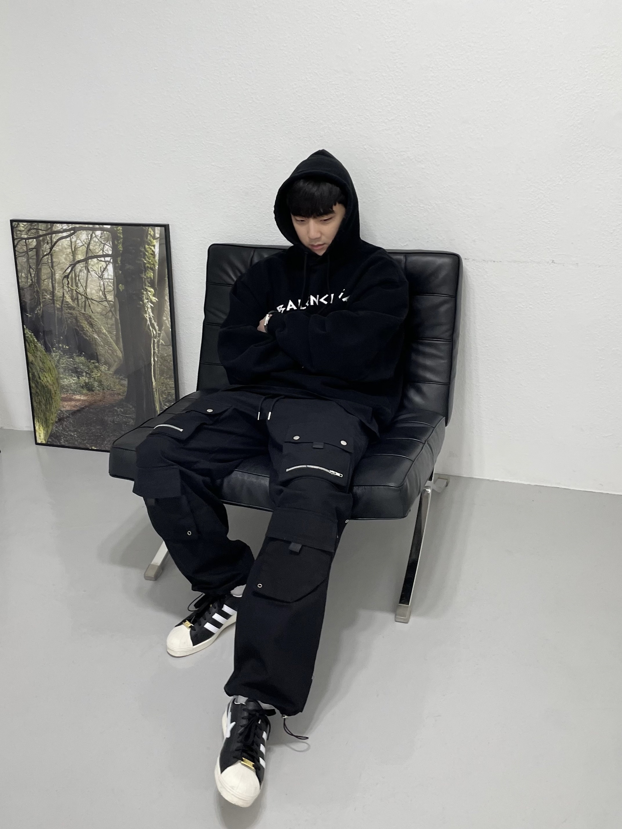 Adidas x BAPE Superstar 80s Core Black Off White 착용 스타일