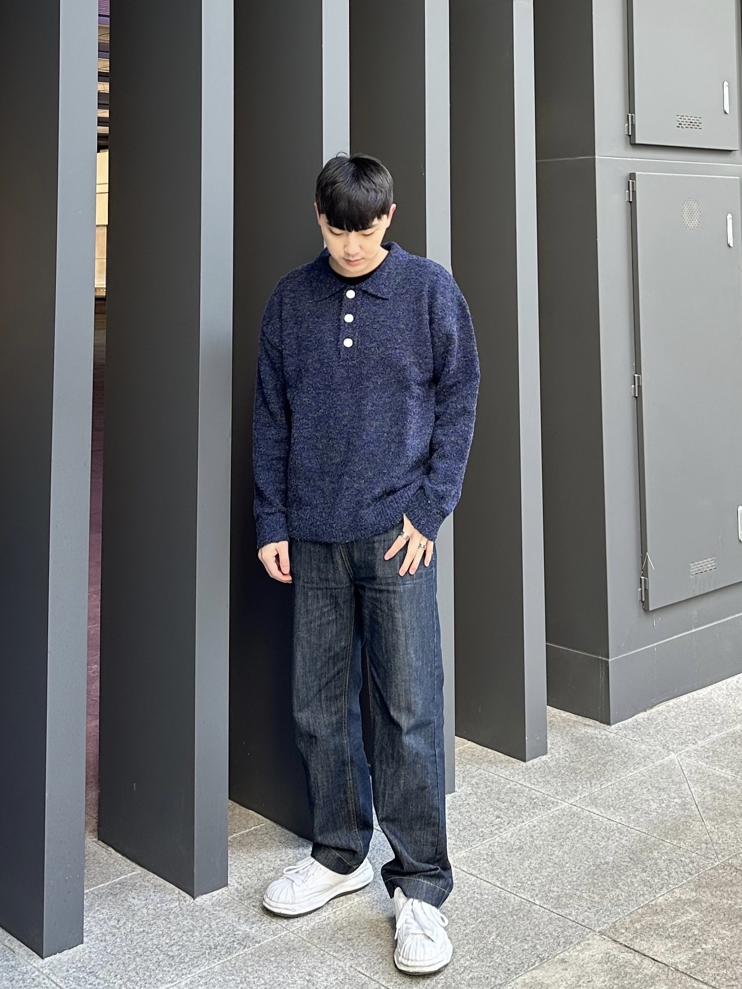 Maison Mihara Yasuhiro Blakey OG Sole Canvas Low-top Sneakers White 착용 스타일
