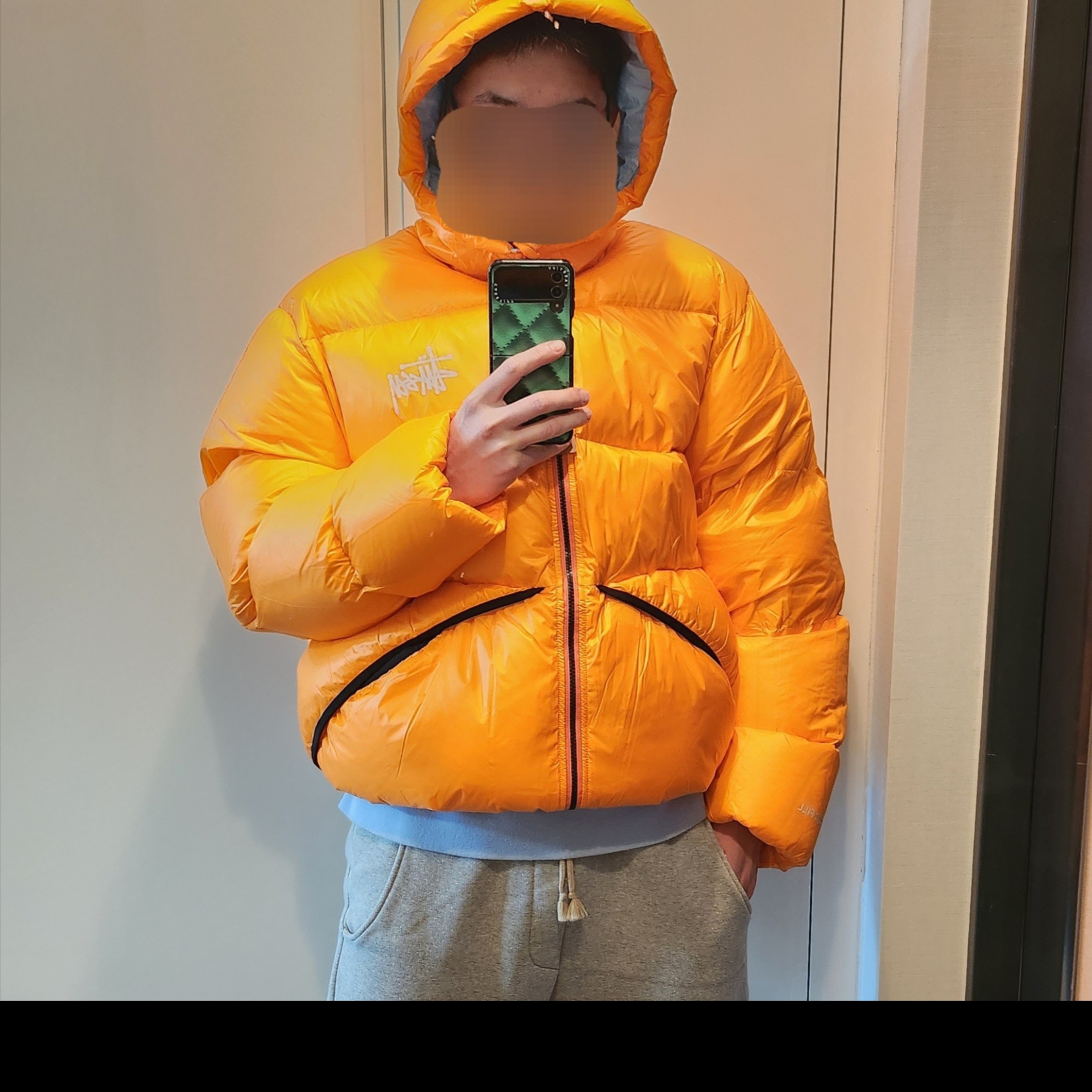 Stussy Micro Ripstop Down Parka Orange 착용 스타일