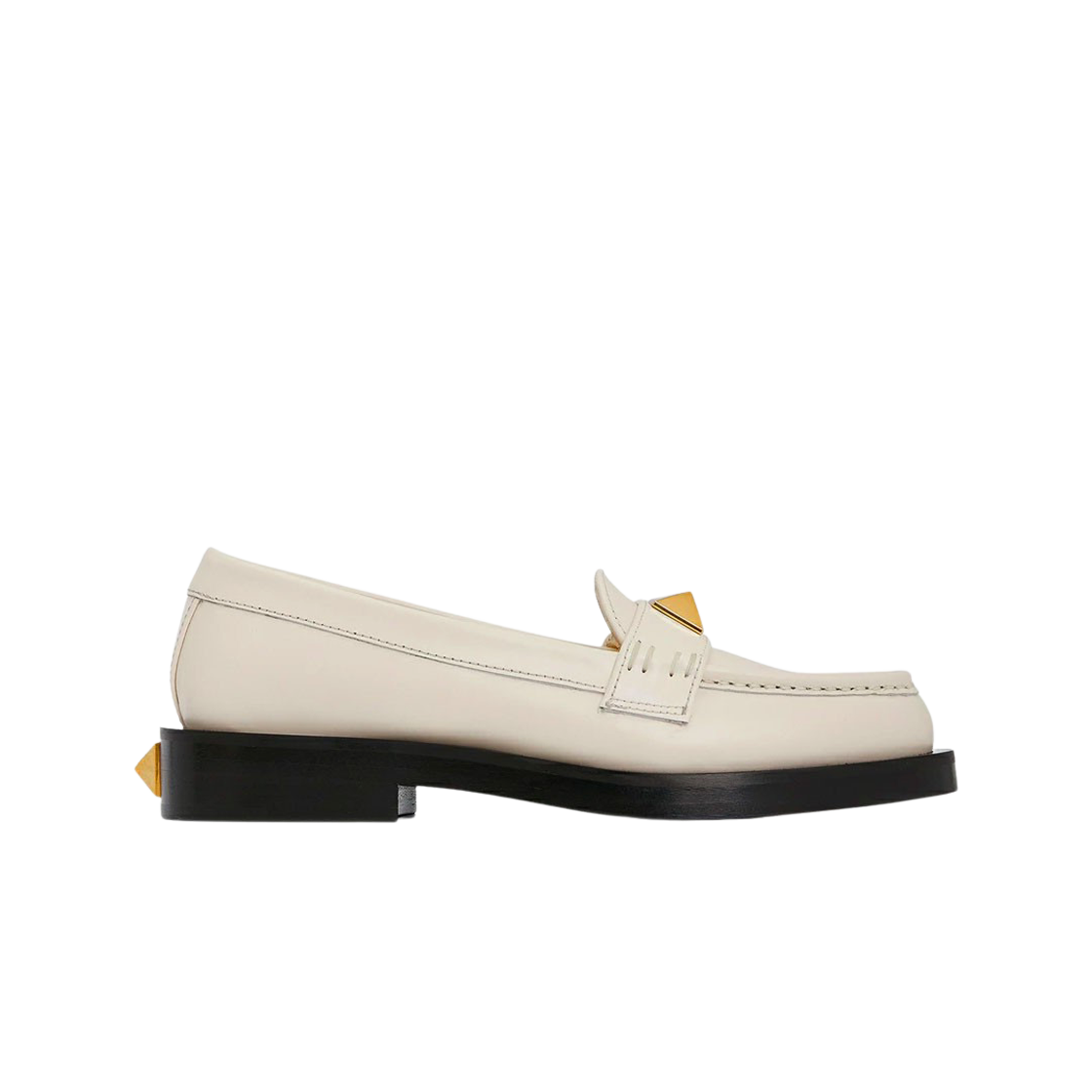 (W) 발렌티노 로만 스터드 브러쉬드 카프스킨 로퍼 30mm 아이보리((W) Valentino Roman Stud Brushed Calfskin Loafer 30mm Ivory) - 1