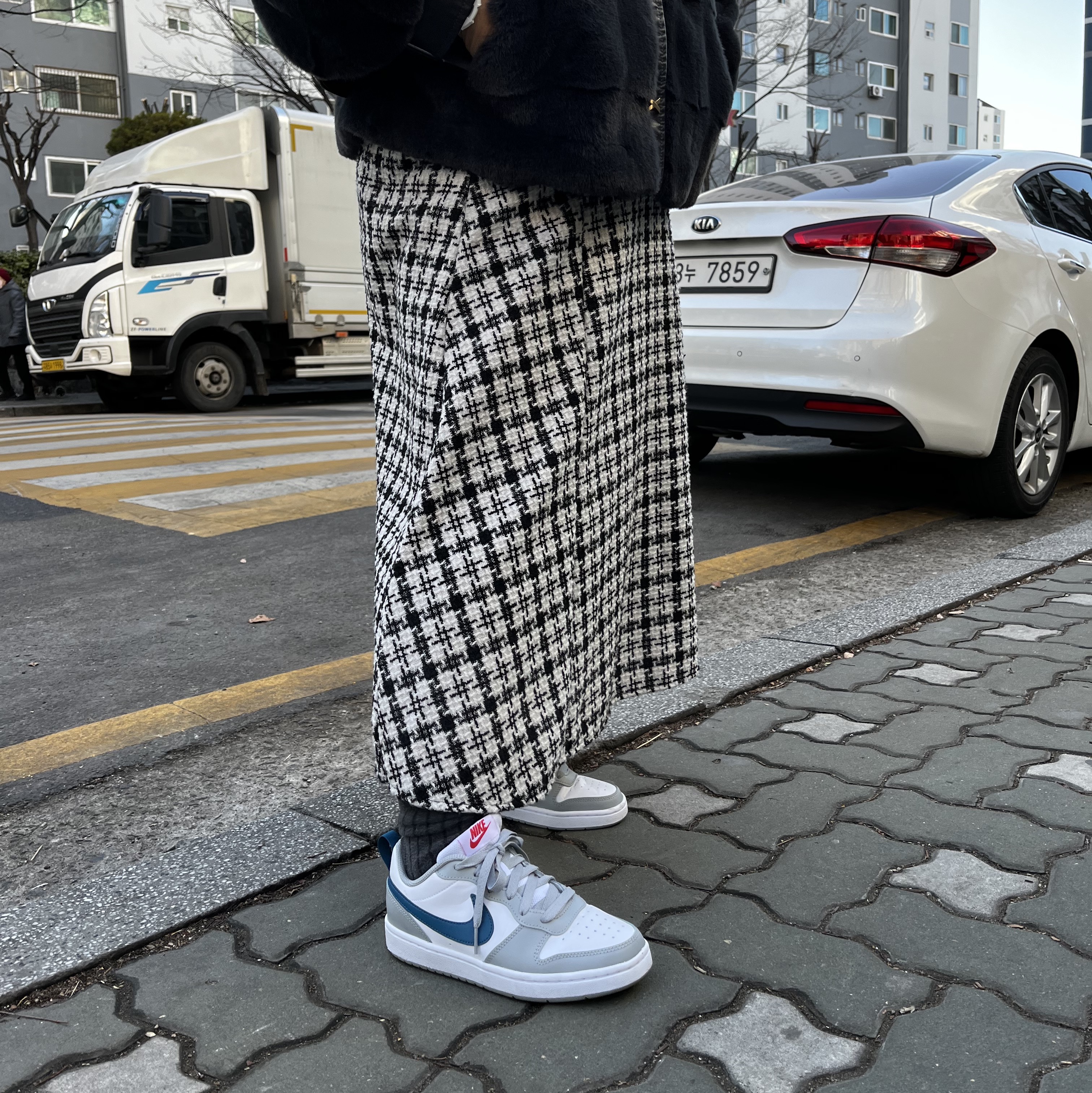 (GS) Nike Court Borough Low 2 Light Smoke Grey 착용 스타일