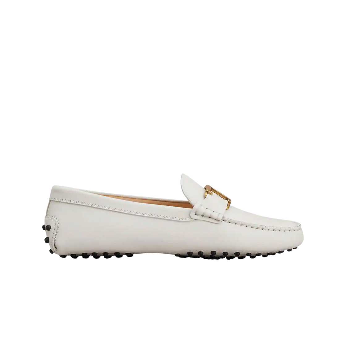 (W) 토즈 T 타임리스 고미노 레더 드라이빙 슈즈 화이트((W) Tod's T Timeless Gommino Leather Driving Shoes White) - 1