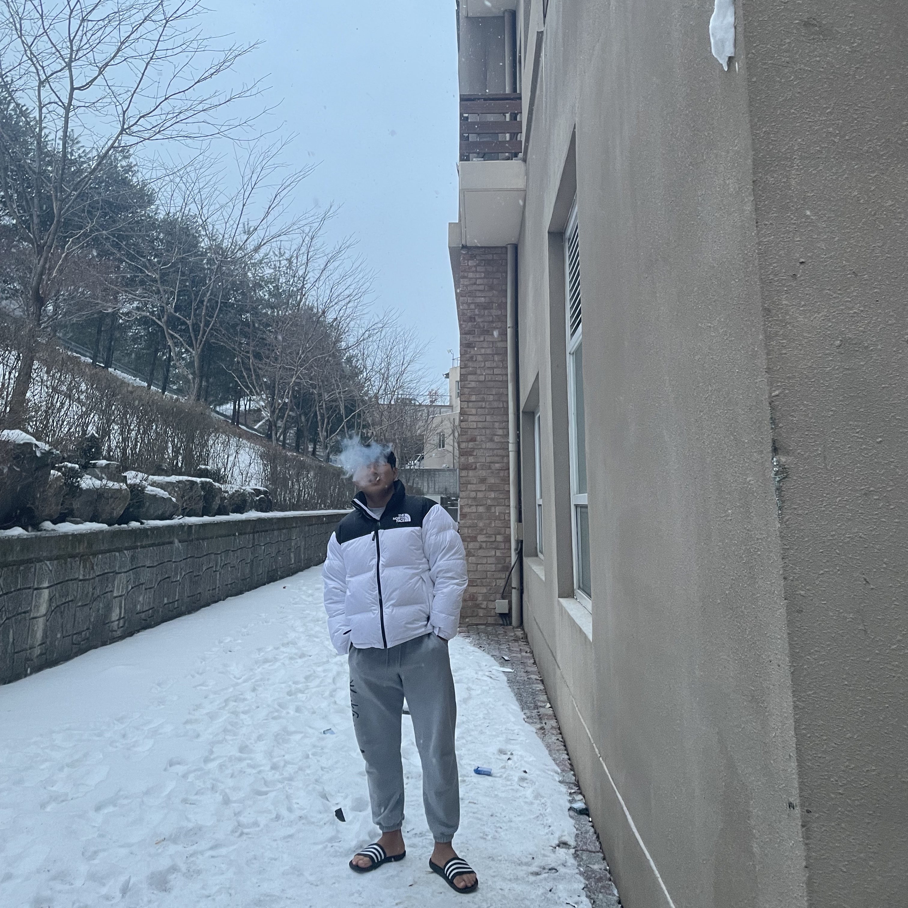 The North Face 1996 Eco Nuptse Jacket White 착용 스타일 - 1