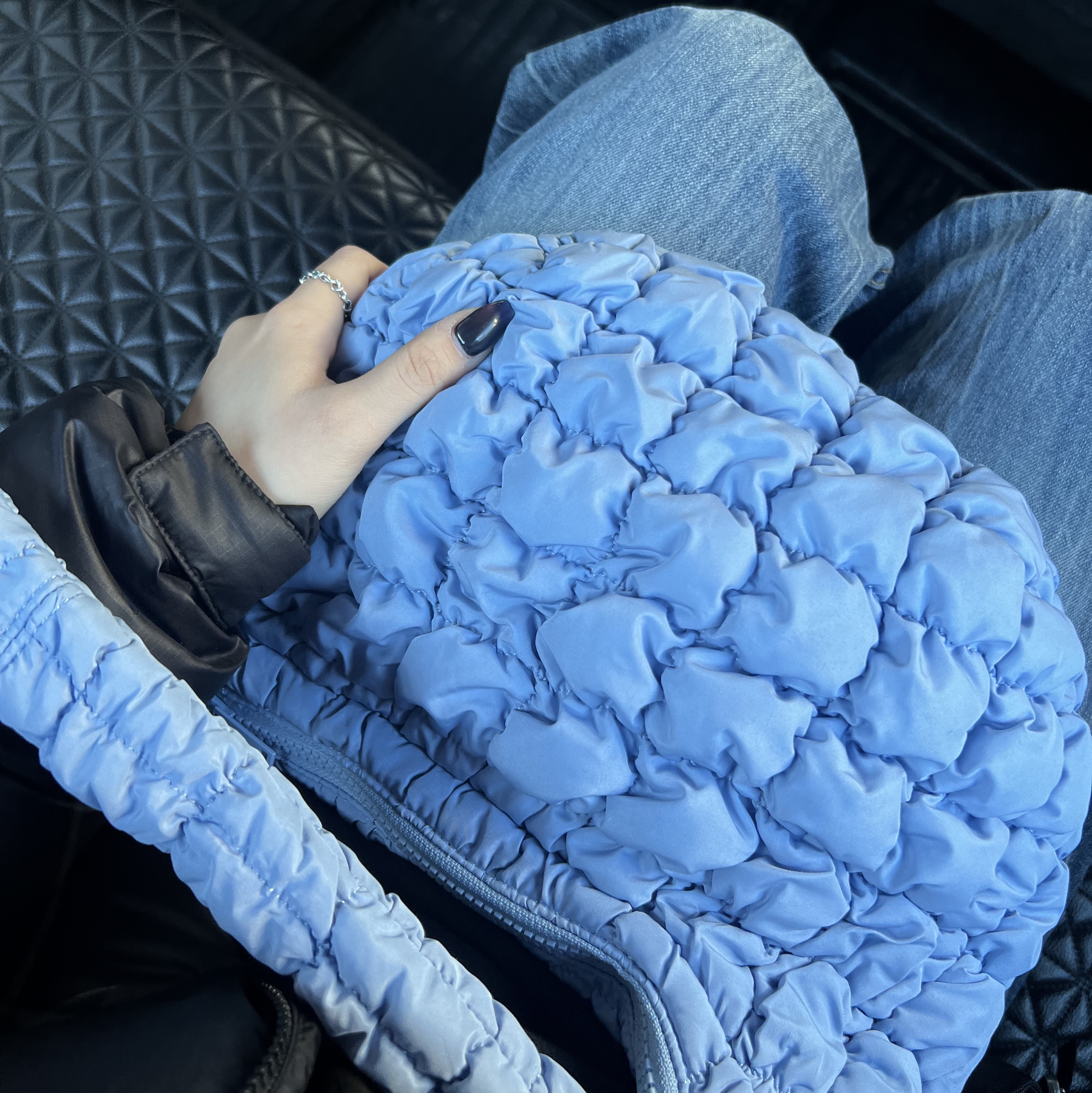 COS Quilted Mini Bag Light Blue 착용 스타일