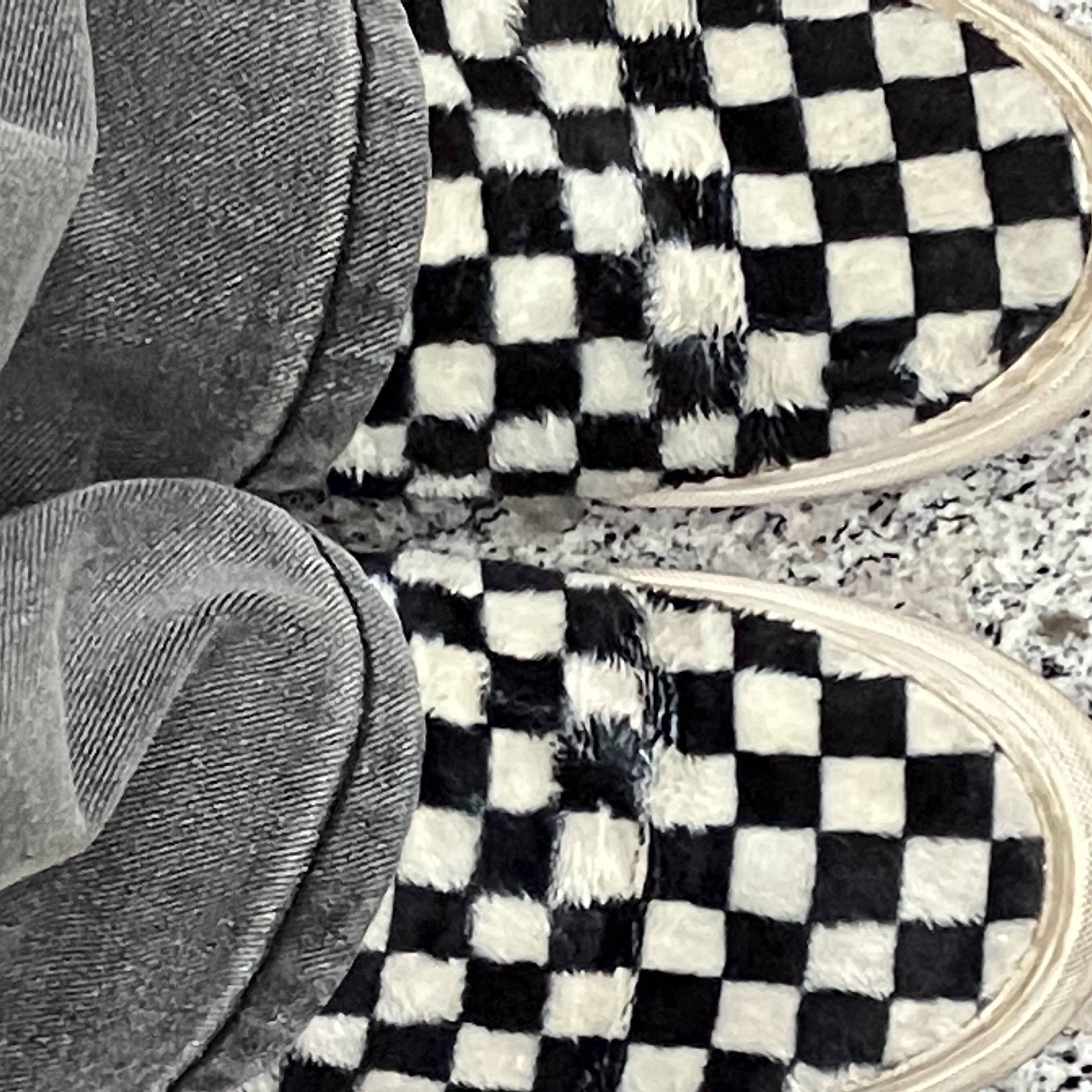 Vans Classic Slip-On Sherpa Checkerboard 착용 스타일 - 4