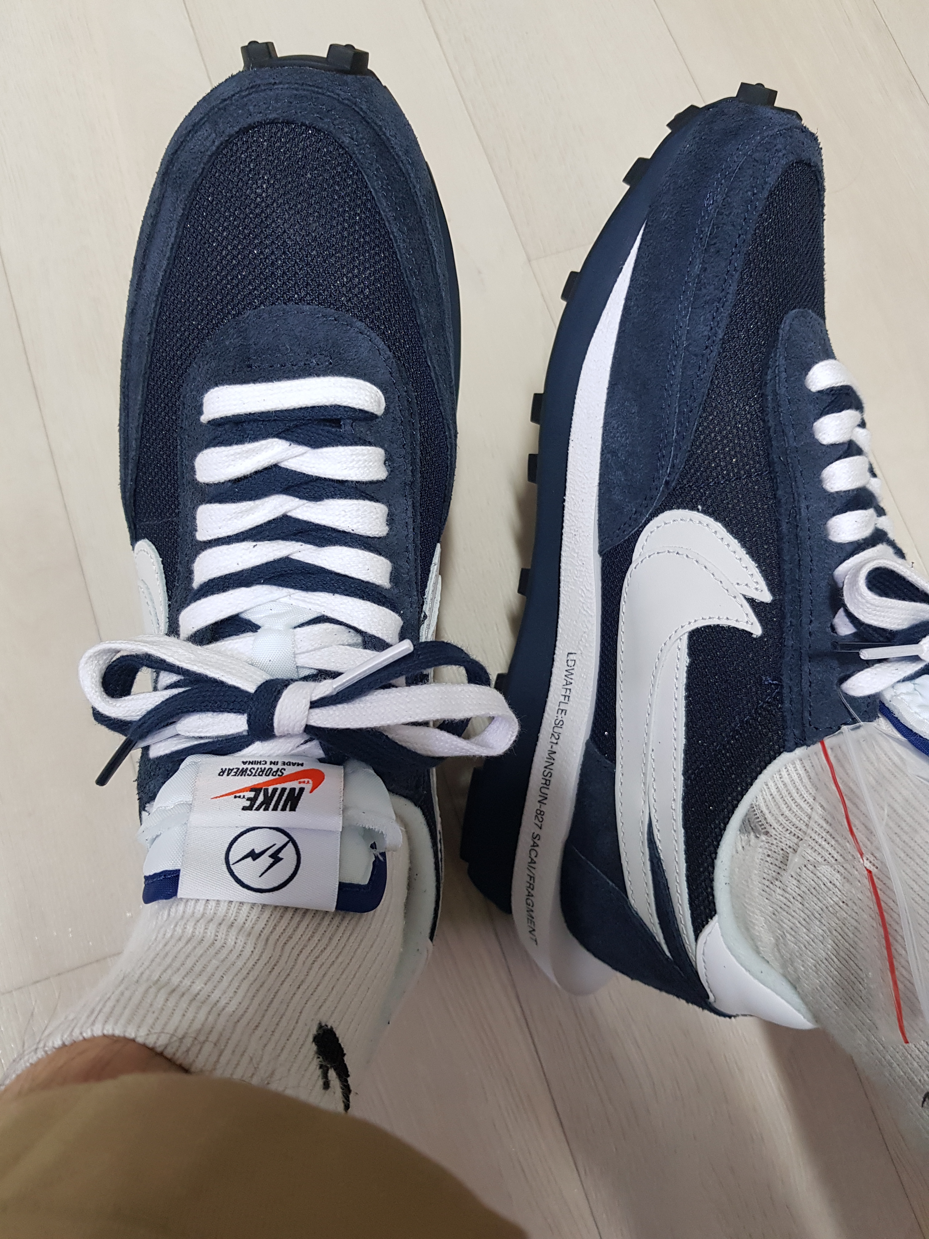 Nike x Sacai x Fragment LDWaffle Blackened Blue 착용 스타일