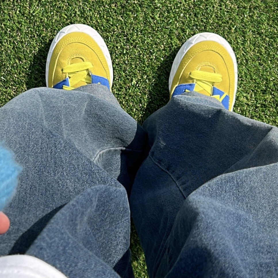 Adidas Adimatic Bright Yellow Blue 착용 스타일 - 2