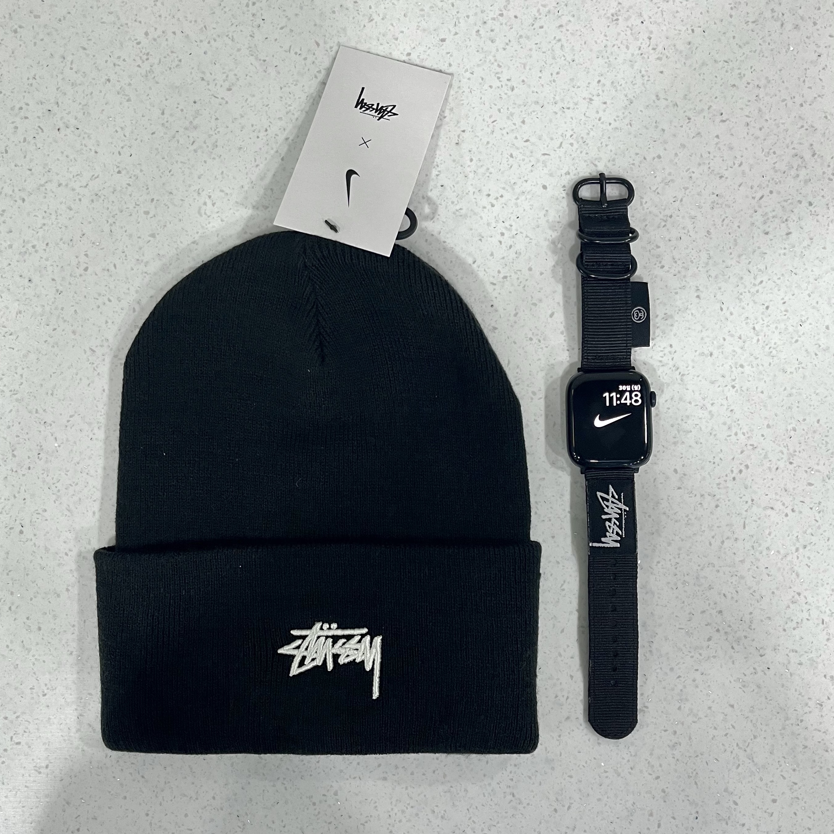 Nike x Stussy NRG Cuffed Beanie Black 착용 스타일