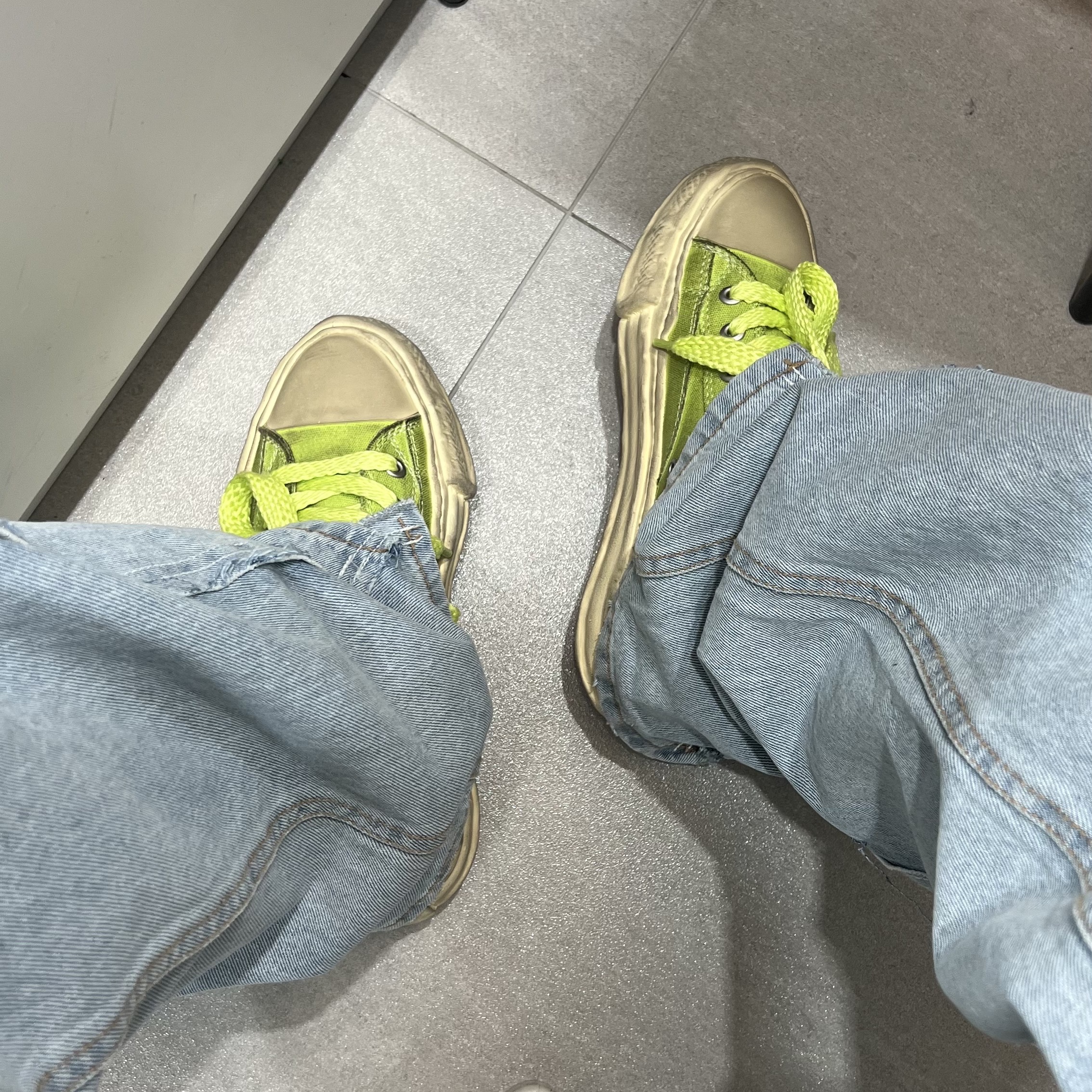 Maison Mihara Yasuhiro Peterson OG Sole DR Canvas Low-top Sneakers Green 착용 스타일 - 2
