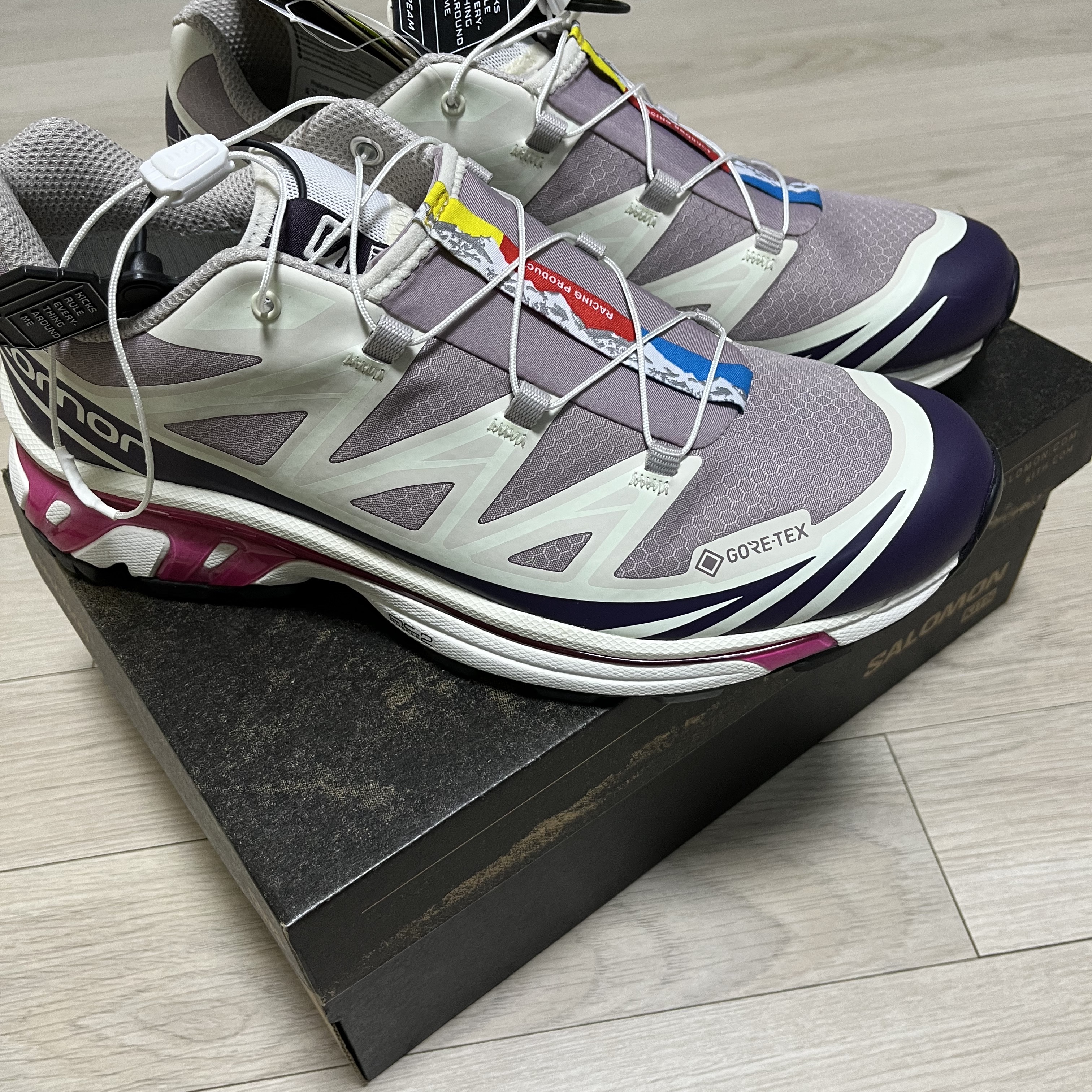 Salomon x Kith XT-6 Gore-Tex Quail Moonscape Vanilla Ice 착용 스타일 - 2