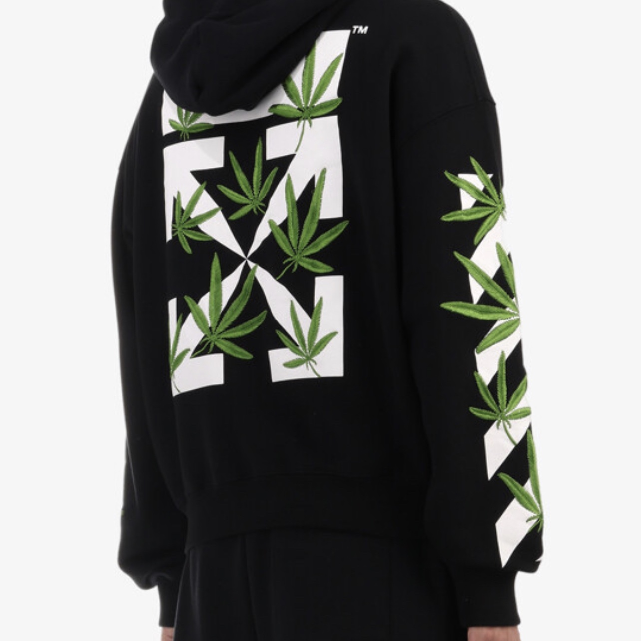Off-White Weed Arrow Oversized Hoodie Black 착용 스타일