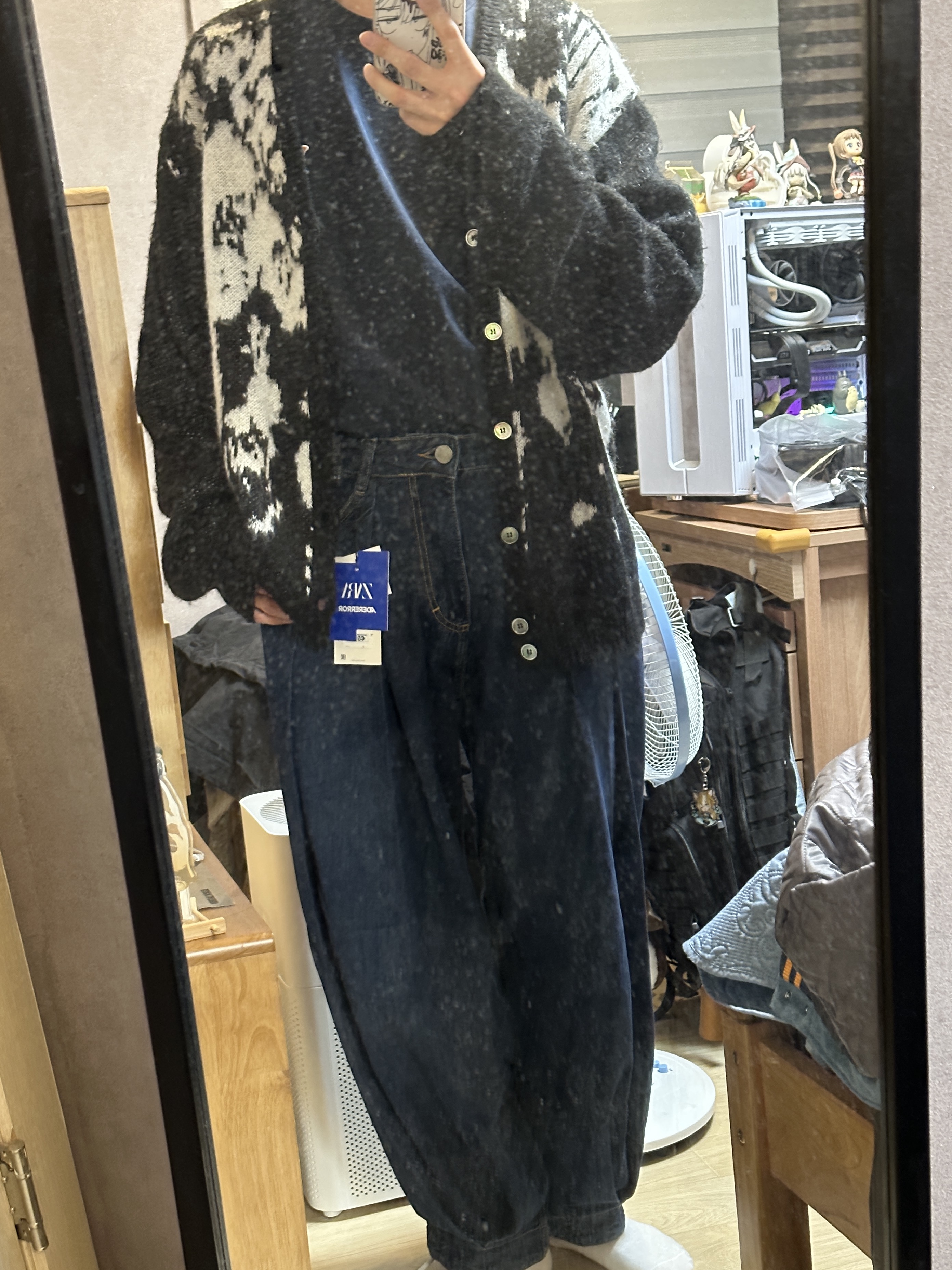 Zara x Ader Error Wide Leg Jeans Blue 착용 스타일 - 2