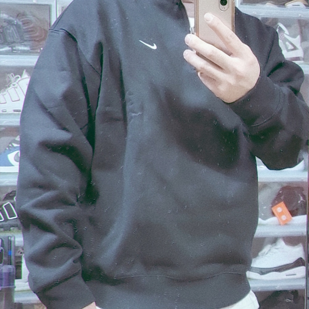 Nike NRG Solo Swoosh Woven Track Jacket Black - Asia, Nike NRG Solo Swoosh Fleece Hoodie Black White - US/EU 착용 스타일 - 2