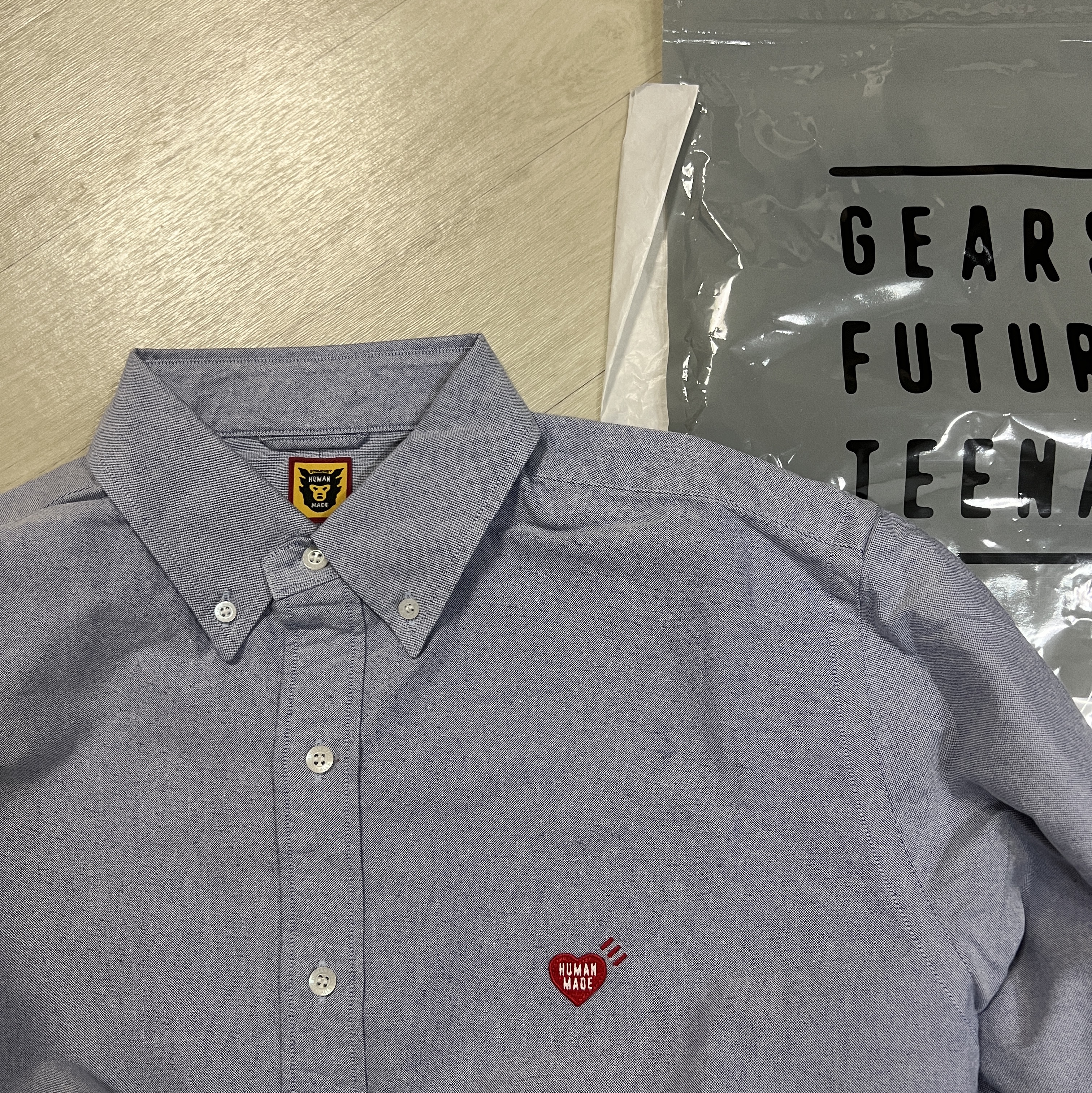 Human Made Oxford BD L/S Shirt Blue 착용 스타일 - 1