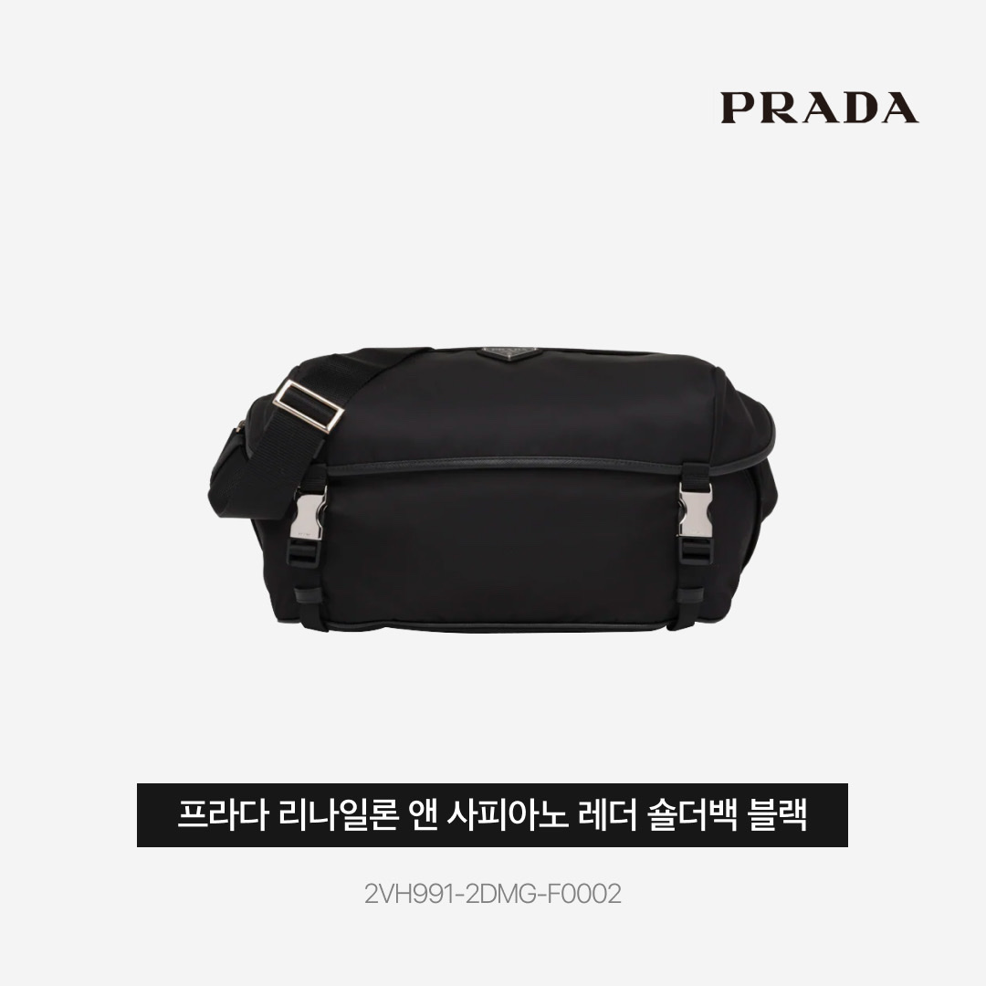 Prada Re-Nylon and Saffiano Leather Shoulder Bag Black, Oakley Factory Team x Brain Dead Flesh Sandal Sand Blue 착용 스타일 - 4