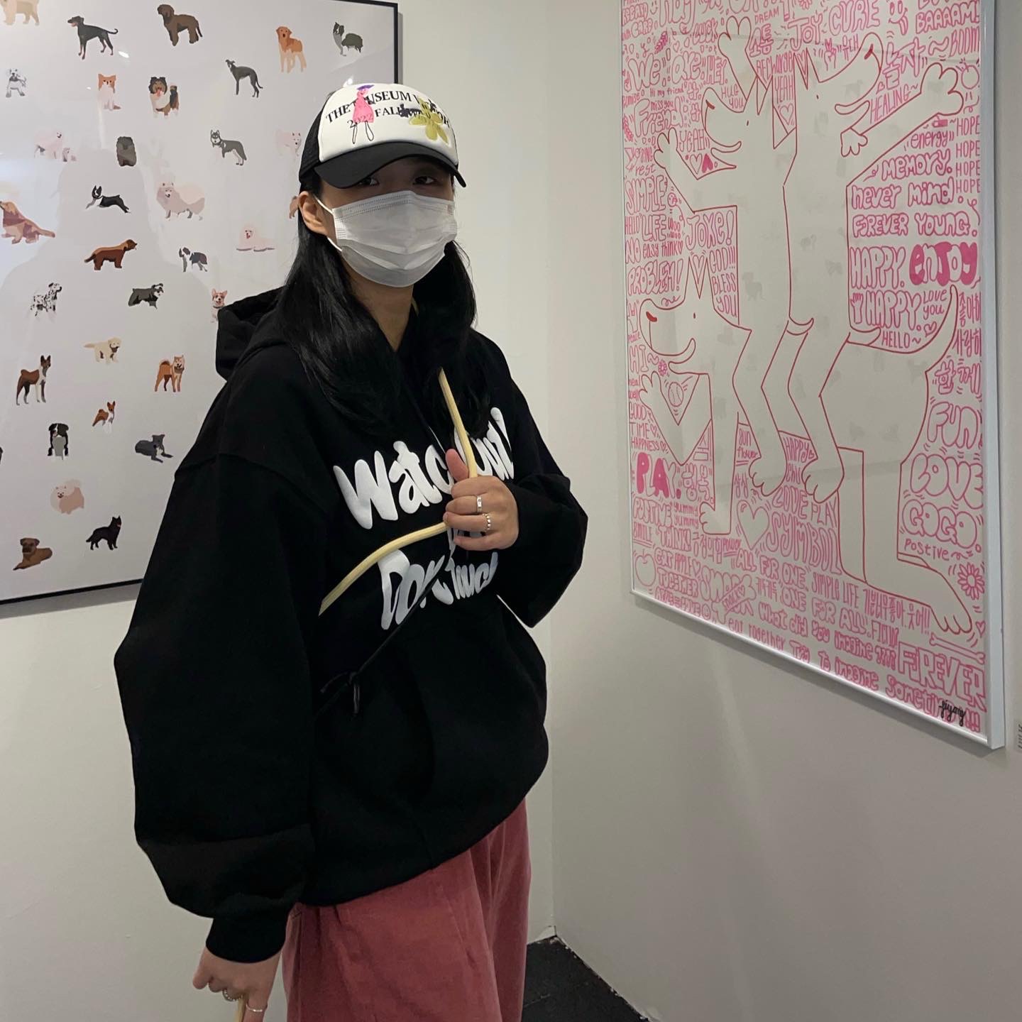 The Museum Visitor Hand Stitched Children Mesh Cap Black - 22SS 착용 스타일