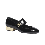 (W) Chanel Mary Jane Patent Goatskin & Black