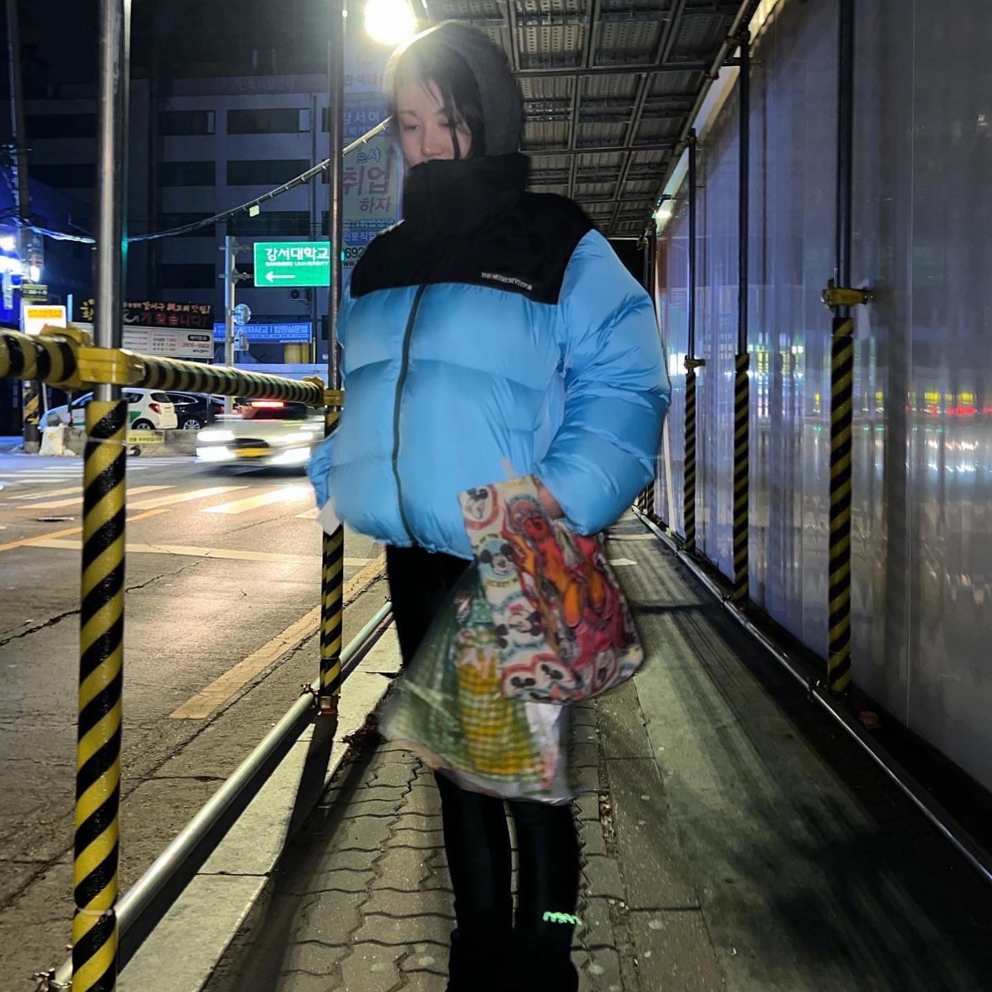 The Museum Visitor Heart Stitched Puffer Down Jacket Sky Blue - 22FW 착용 스타일