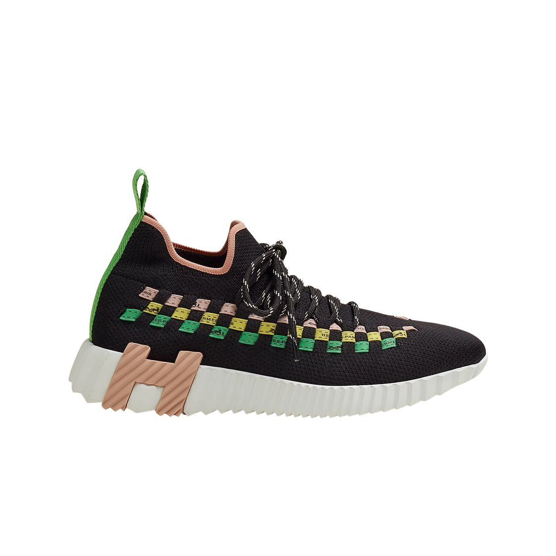 (W) 에르메스 플렉스 슬립온 스니커즈 니트 & 멀티꼴로르 누아((W) Hermes Flex Slip-On Sneakers Knit & Multicolore Noir) - 1