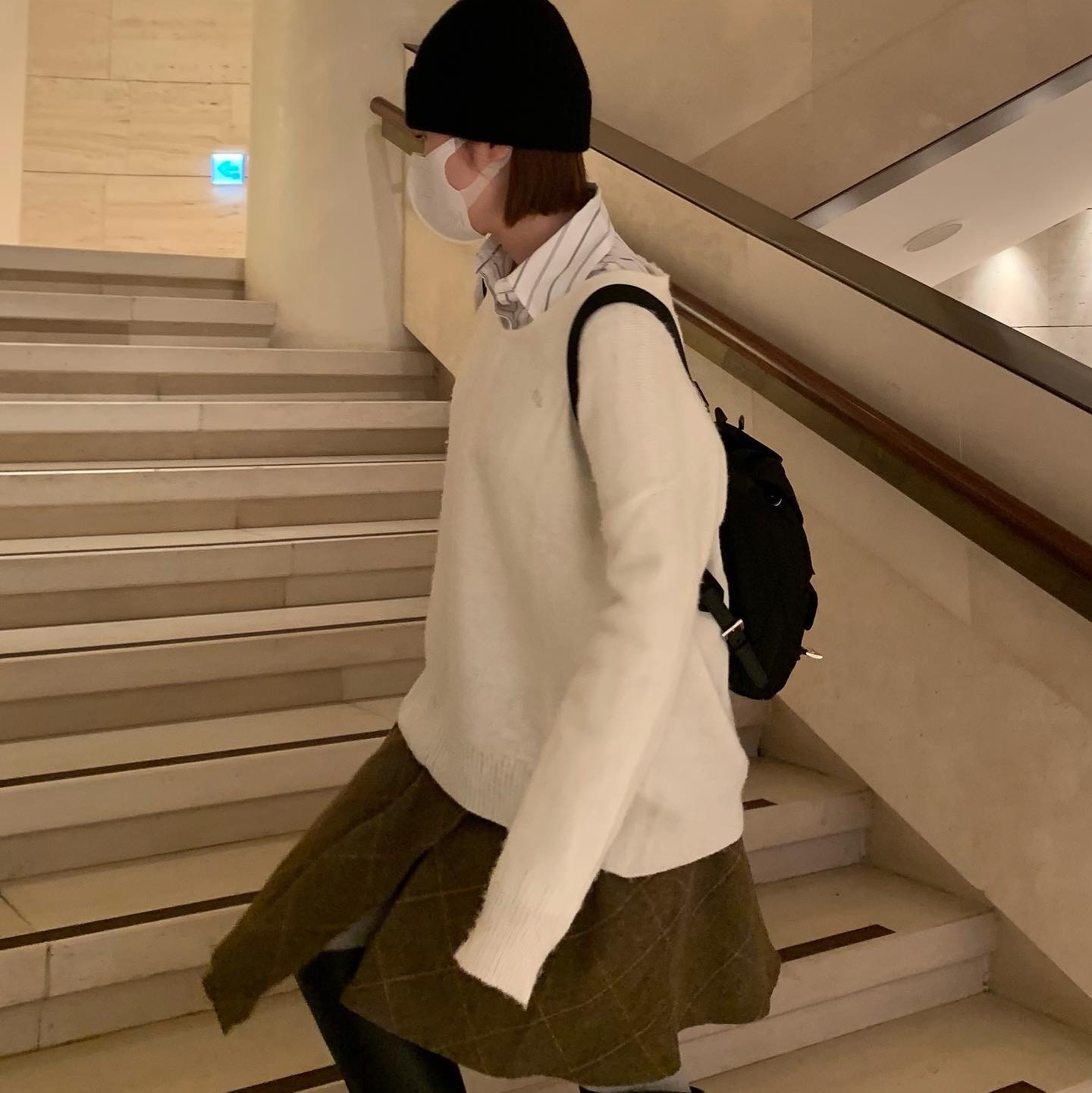 (W) Our Legacy Pleated Wrap Skirt Moor Check Country Wool, Prada Re-Nylon Medium Backpack Black 착용 스타일