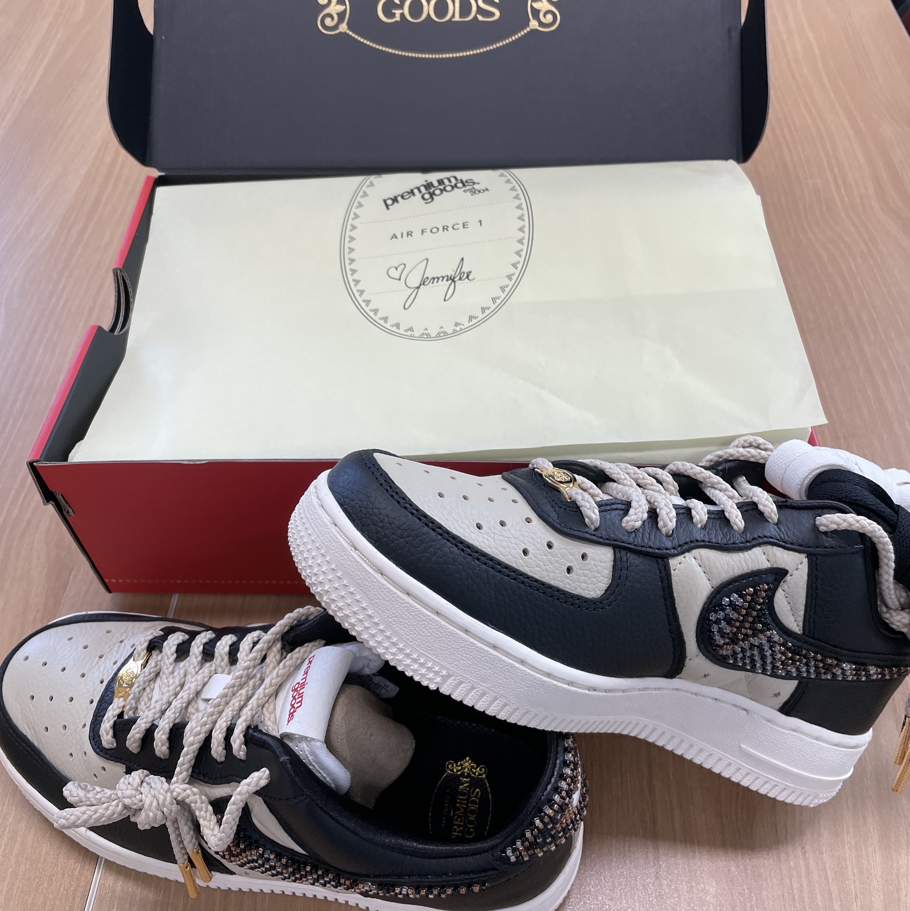 (W) Nike x Premium Goods Air Force 1 Low Black Sand 착용 스타일 - 1