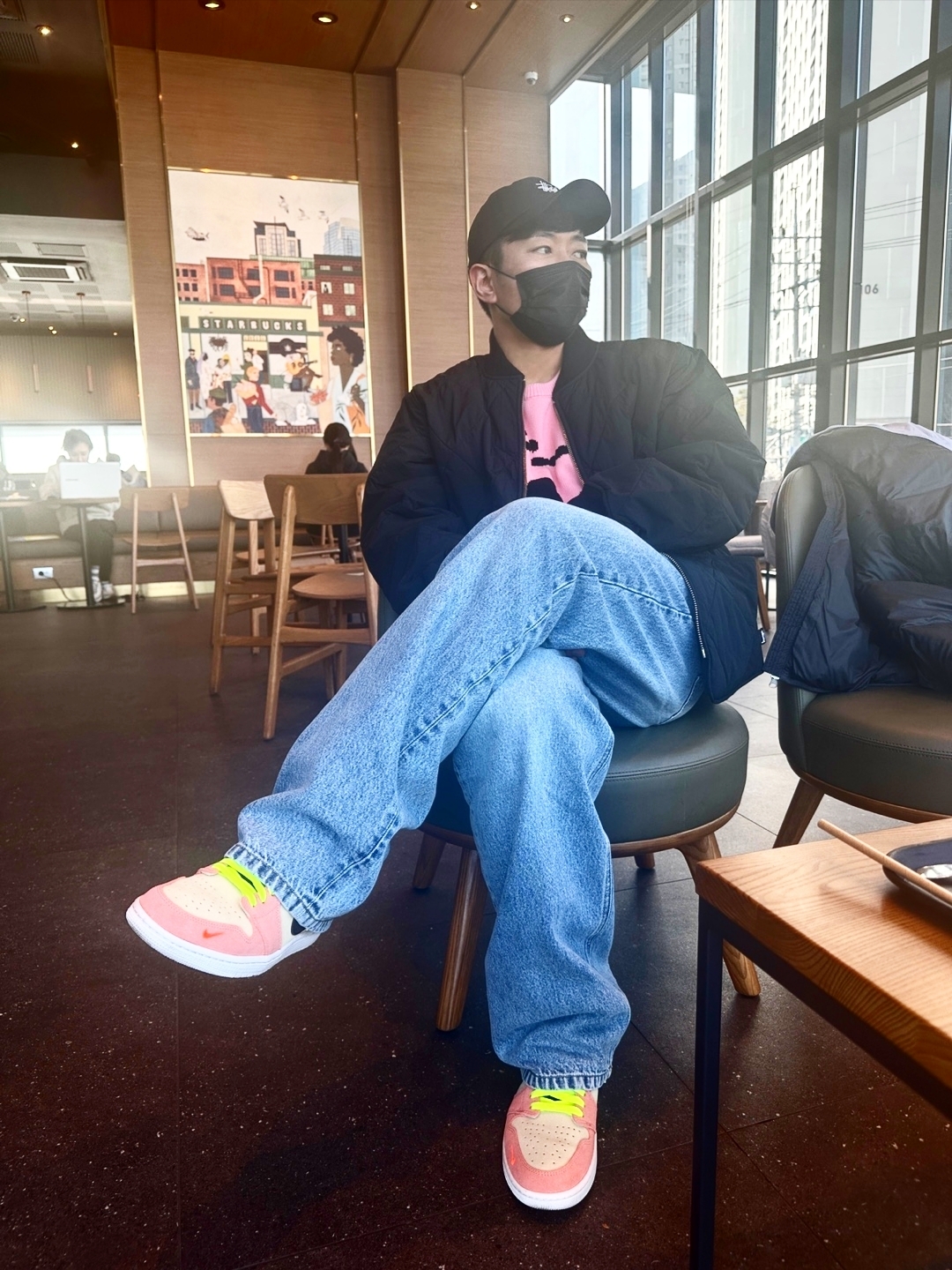 Stussy Dice Quilted Liner Jacket Black, Stussy Stock Sweater Pink 착용 스타일