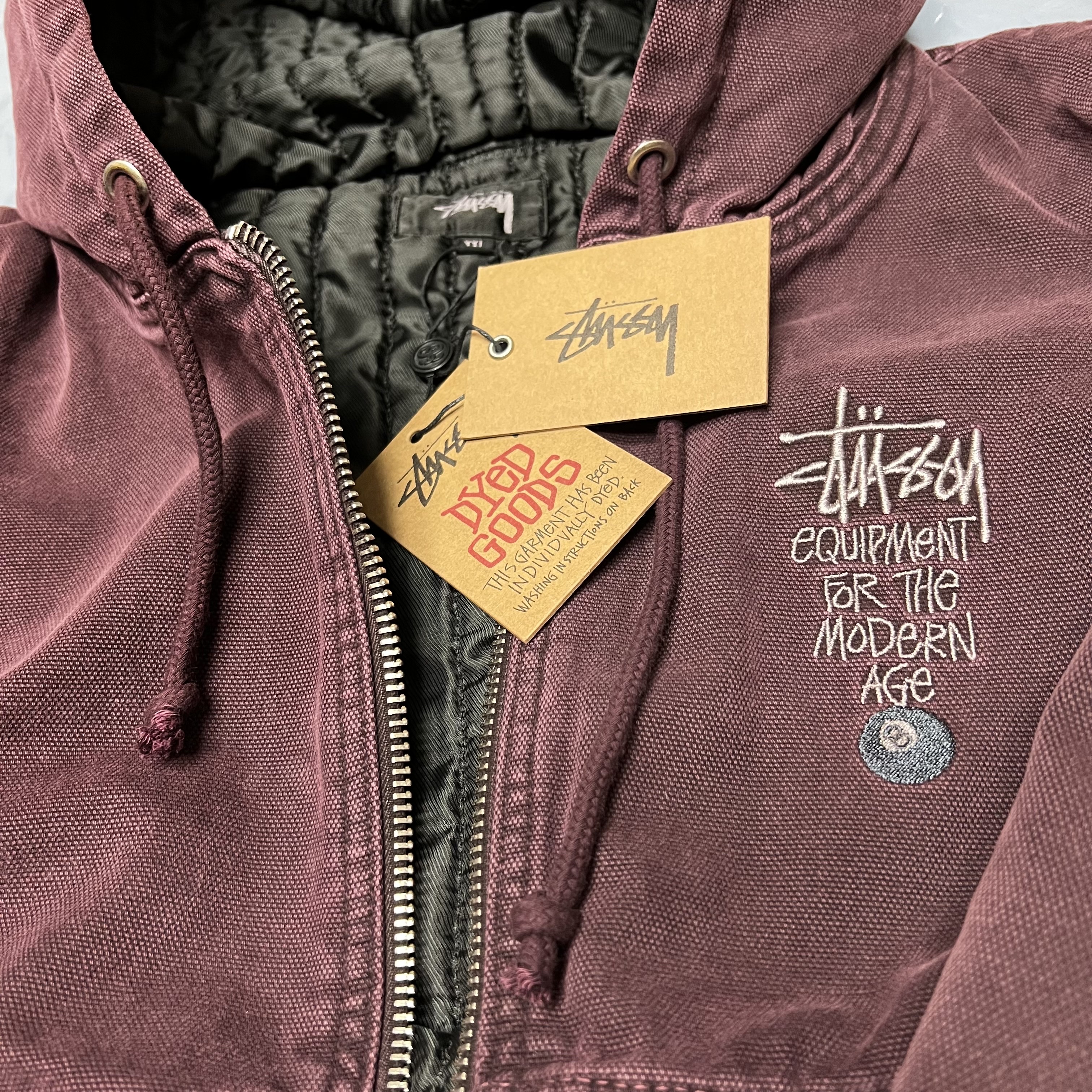 Stussy Canvas Insulated Work Jacket Purple 착용 스타일