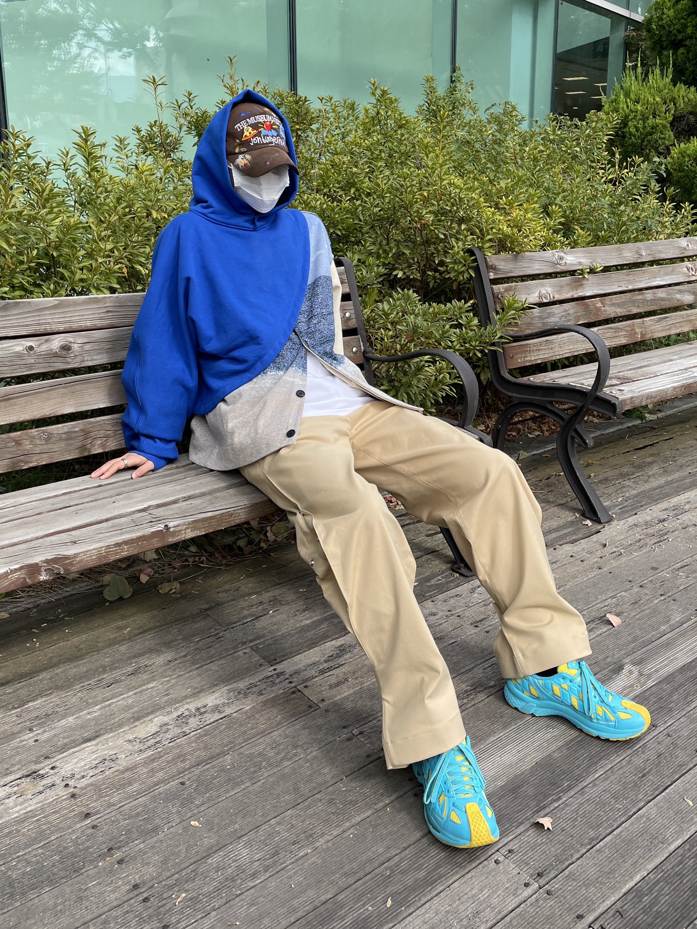 Asics x Kiko Kostadinov Gel-Kiril Ice Mint, Nonnod x Shinsegae BAYC #8446 2-Piece Cropped Hoodie Washed Blue 착용 스타일 - 1