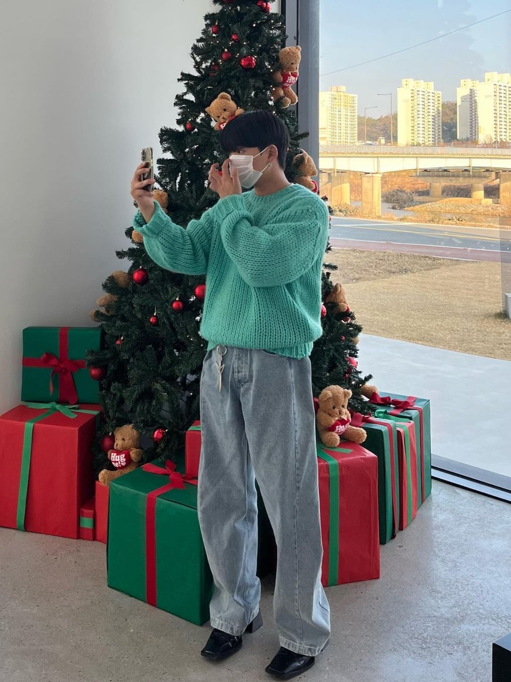 [KREAM 단독] STU Cable Sweater Mint 착용 스타일