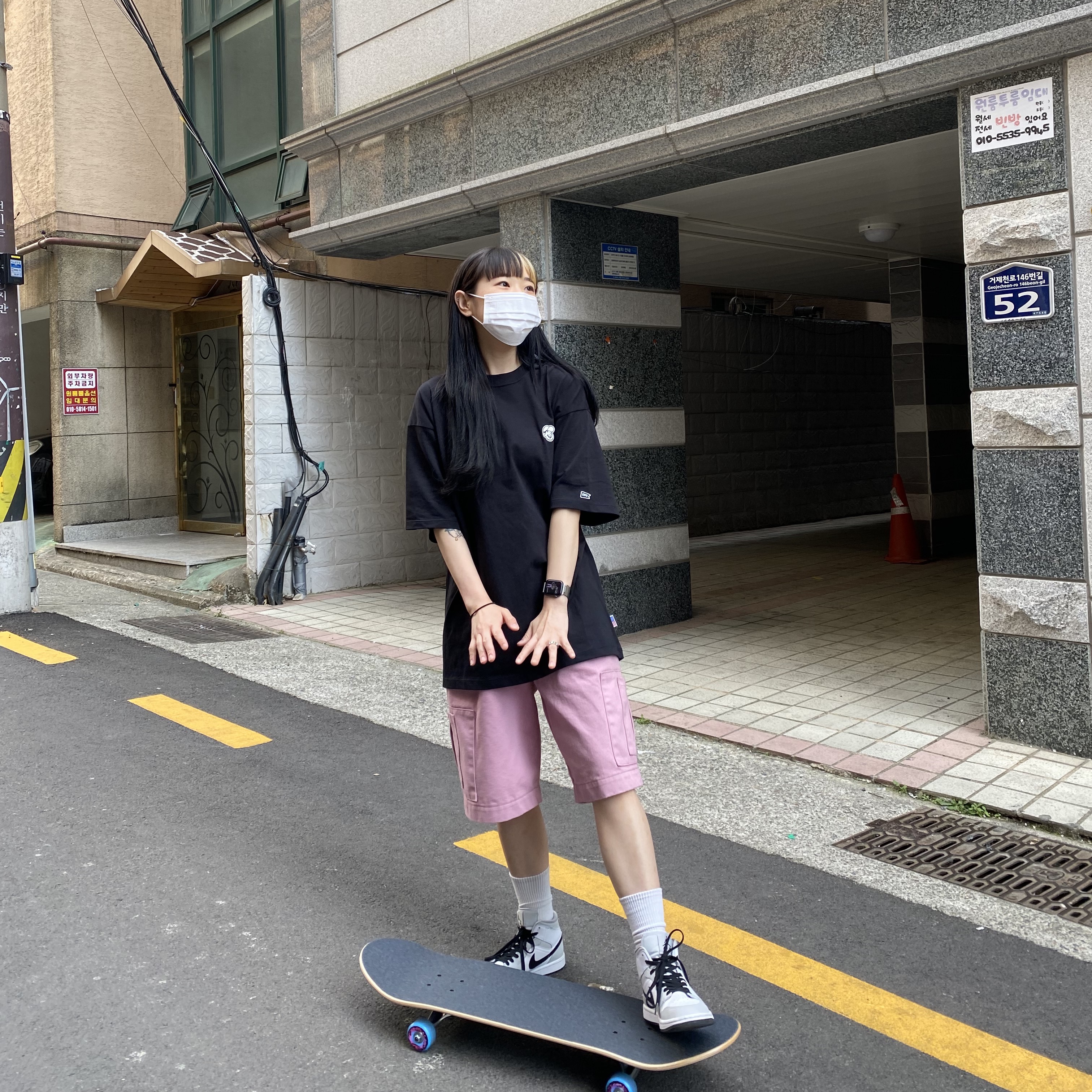 (W) Jordan 1 Mid Grey Fog 착용 스타일
