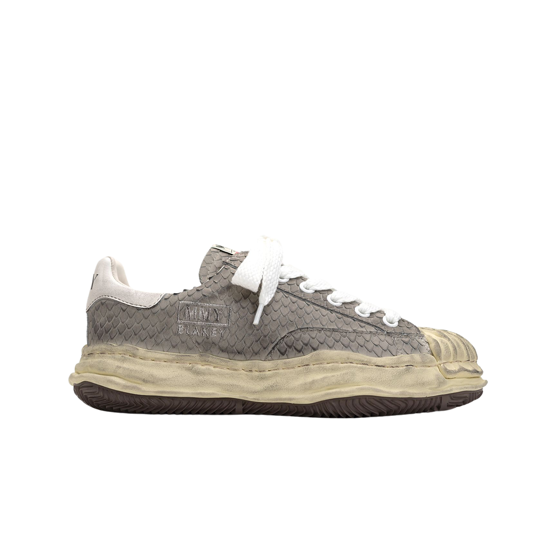 메종 미하라 야스히로 블레이키 OG 솔 디스트레스 레더 로우탑 스니커즈 화이트(Maison Mihara Yasuhiro Blakey OG Sole Distressed Leather Low-top Sneakers White) - 1