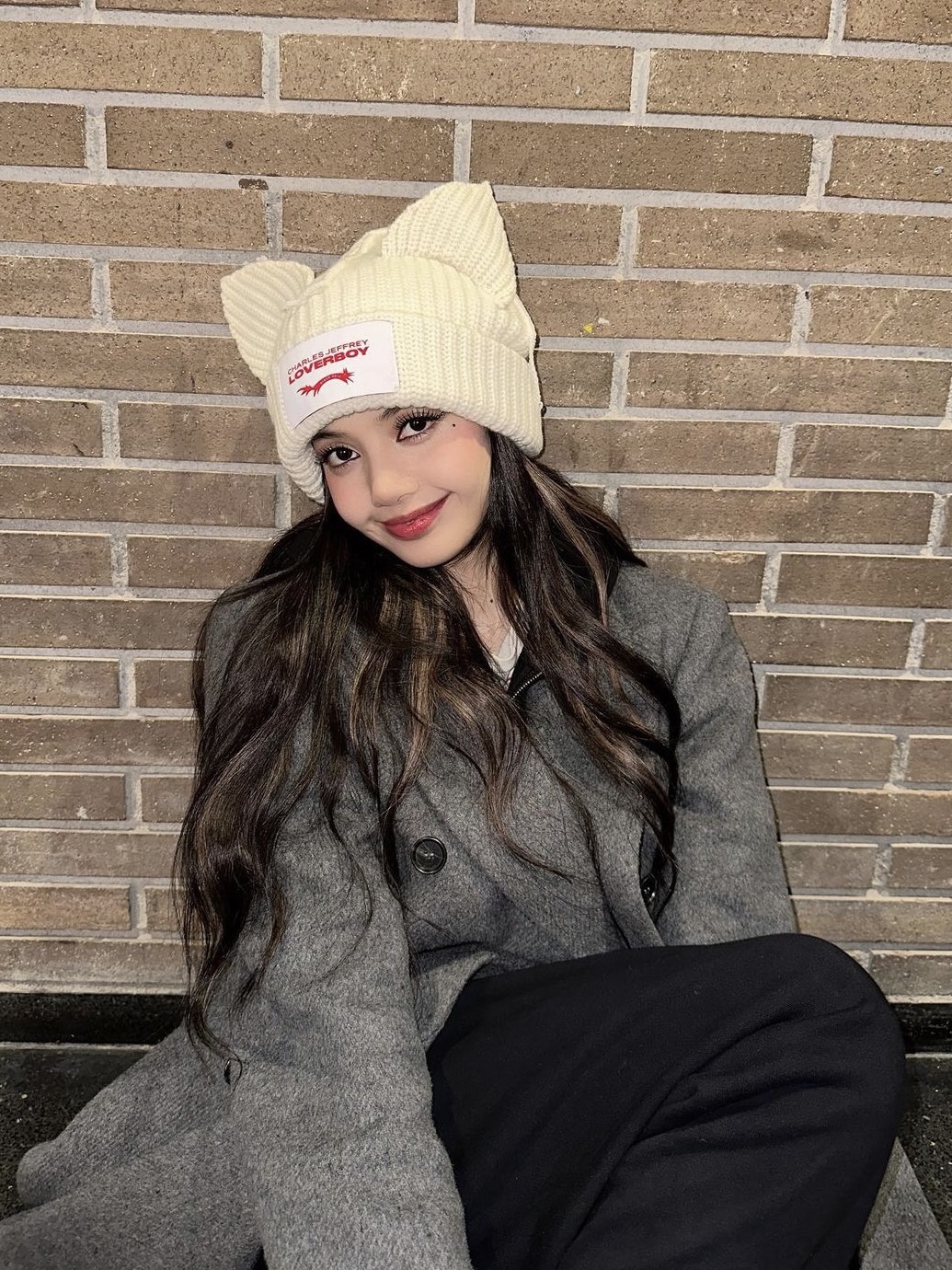 Charles Jeffrey Loverboy Chunky Ears Beanie Ecru 착용 스타일 - 1