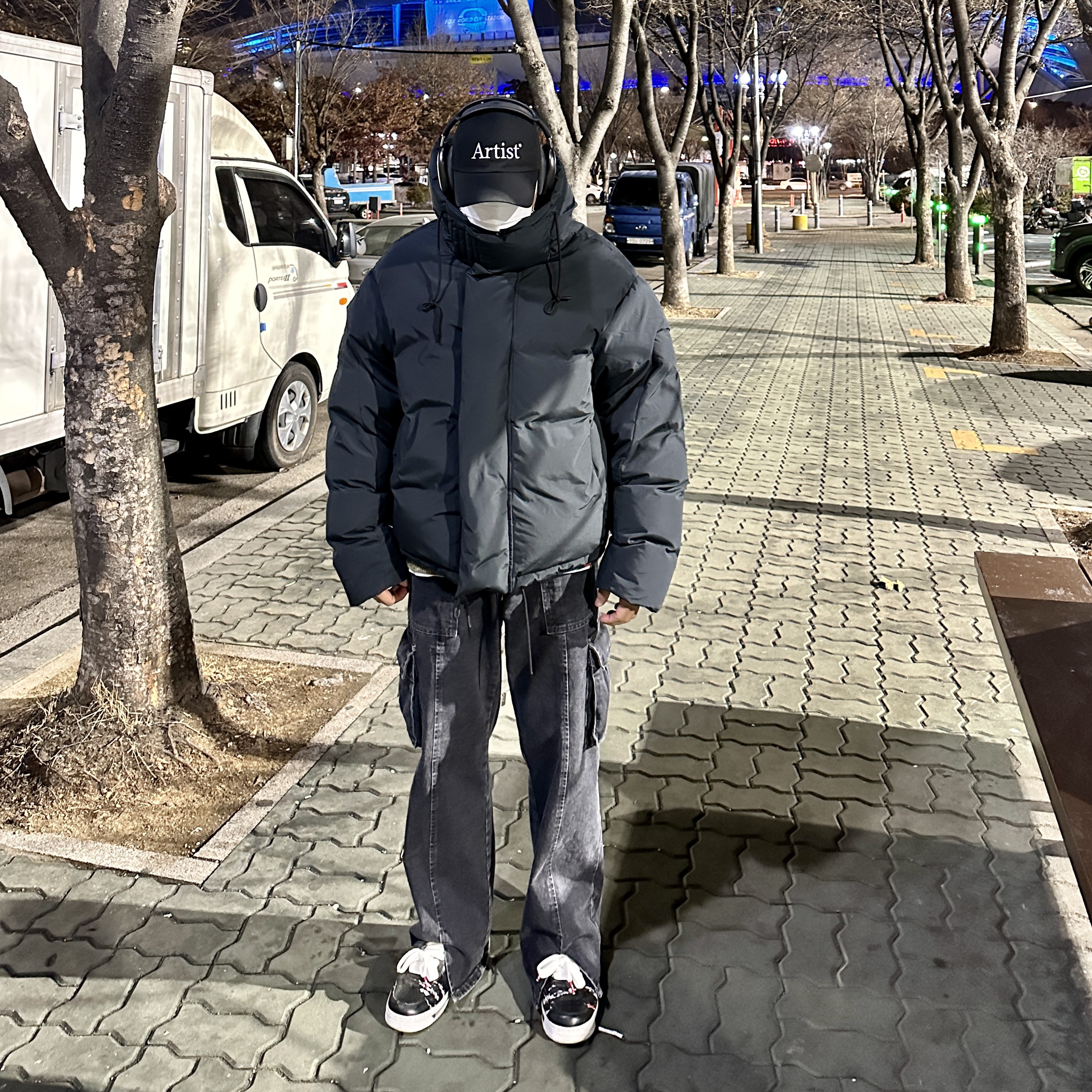 Nike x Peaceminusone Air Force 1 Low Para-Noise, Apple AirPods Max Lightning Space Gray (Korean Ver.) 착용 스타일 - 4