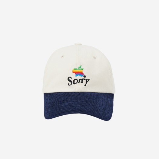 Typing Mistake Sorry Embroidery Ball Cap Ivory Navy - 22FW