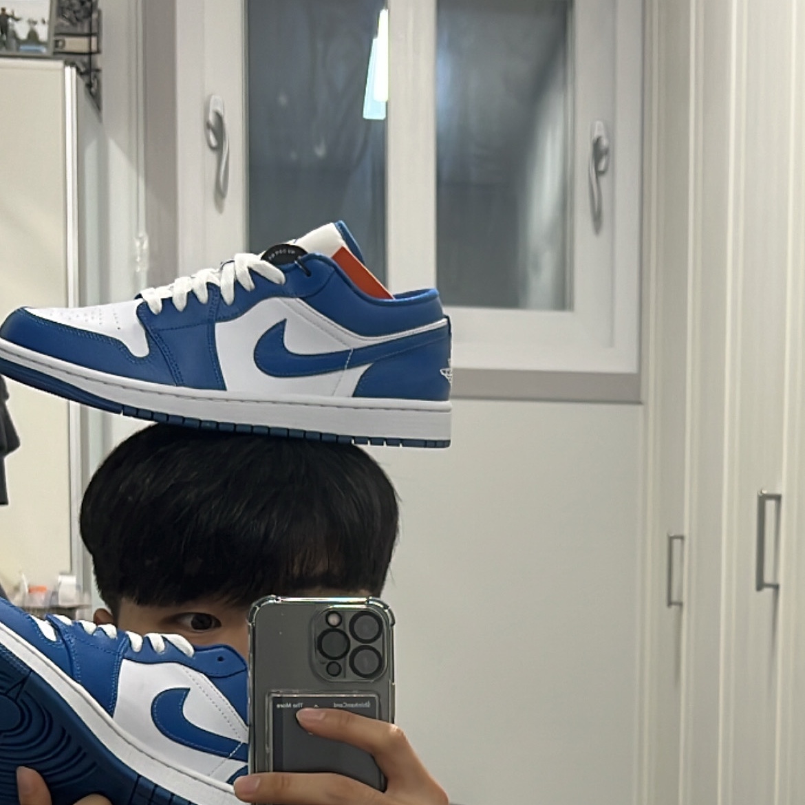 (W) Jordan 1 Low White Dark Marina Blue 착용 스타일