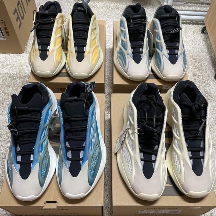 Adidas Yeezy 700 V3 Mono Safflower, Adidas Yeezy 700 V3 Kyanite 착용 스타일