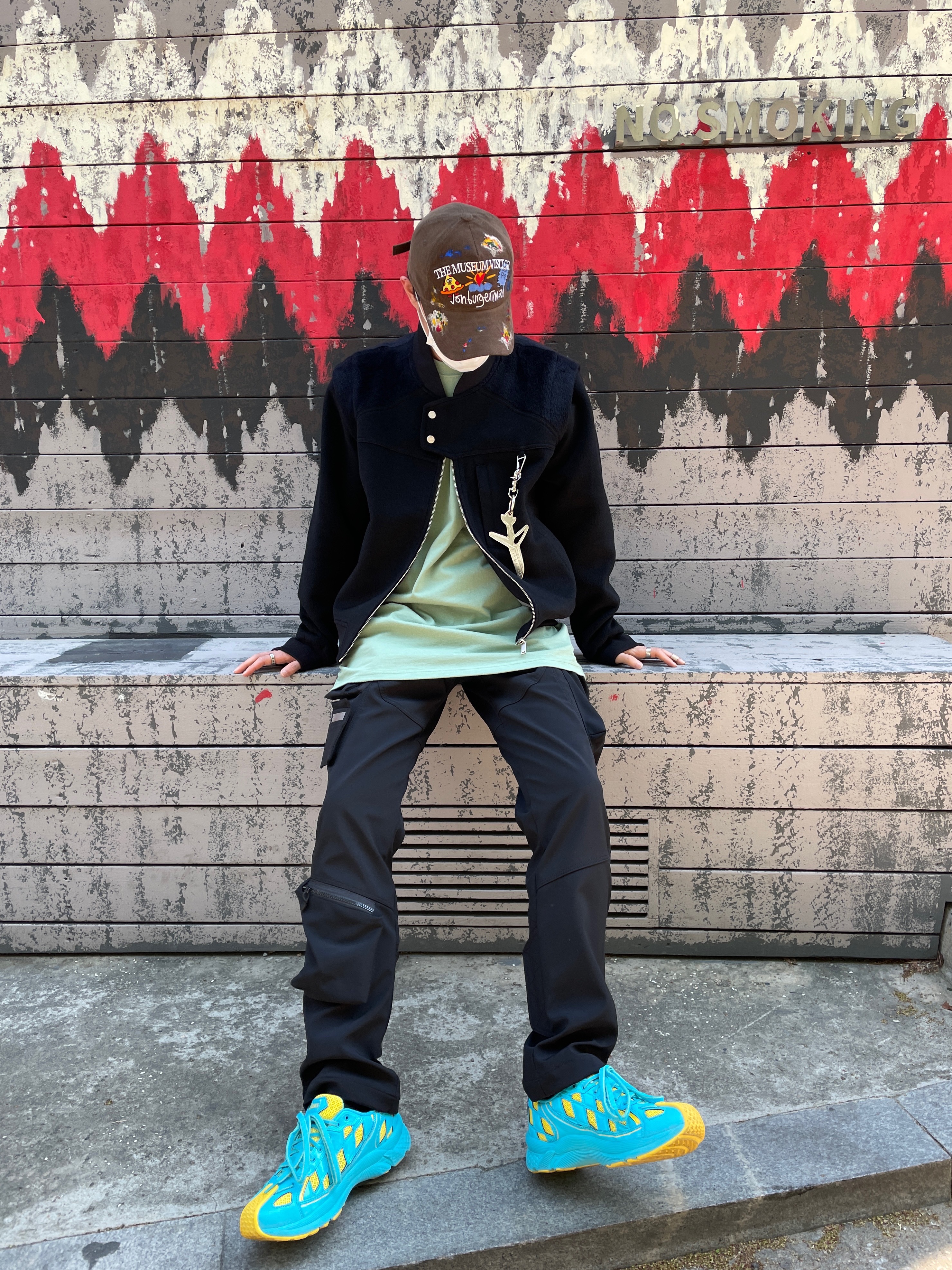 Undermycar Gaudin Alpaca Shoulder Wool Blouson Moonless Night - 22SS, Undermycar Bucky Multi Pocket Dynamic Pants Rookie Black - 22SS 착용 스타일 - 2