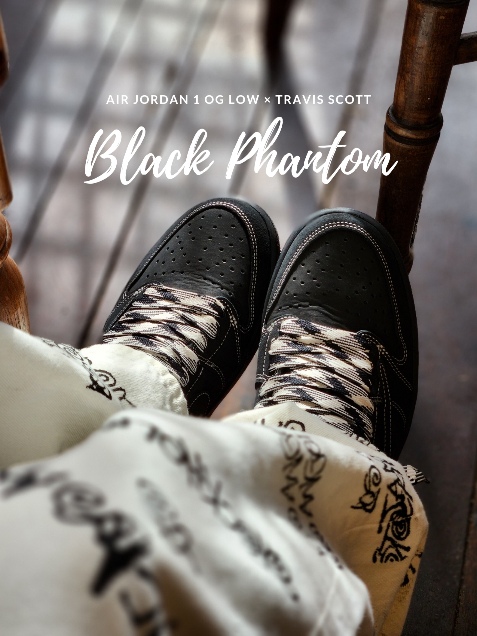 Jordan 1 x Travis Scott Retro Low OG SP Black Phantom 착용 스타일